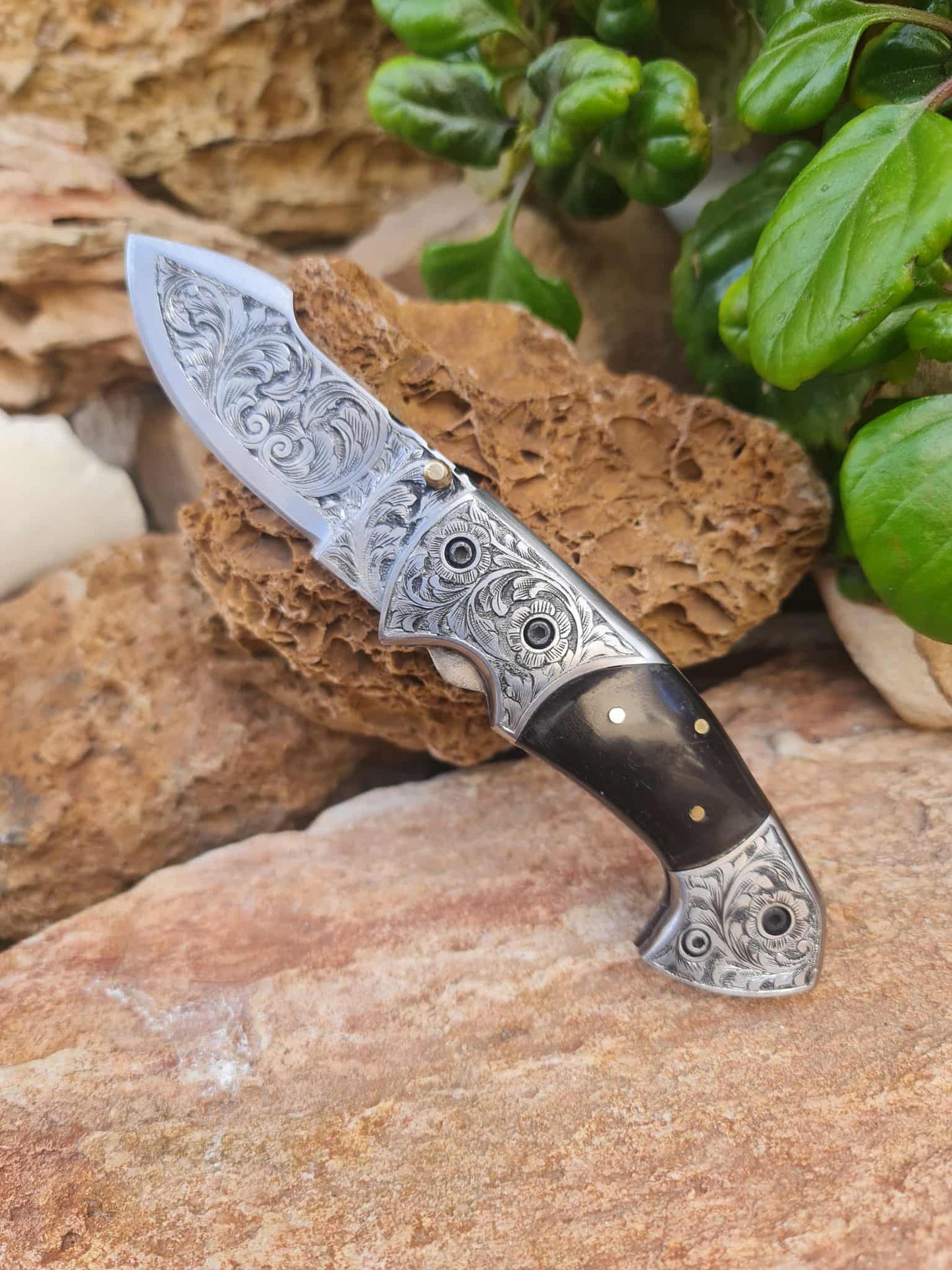 Handmade Limited Edition with Serial Number 18cm Knife with 420 Stainless Steel with Master Hand-Engraved & Buffalo Horn