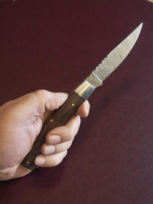 F026 - Χειροποίητο Resolza Pattadese από Δαμασκηνό Ατσάλι & Ξύλο καρυδιάς