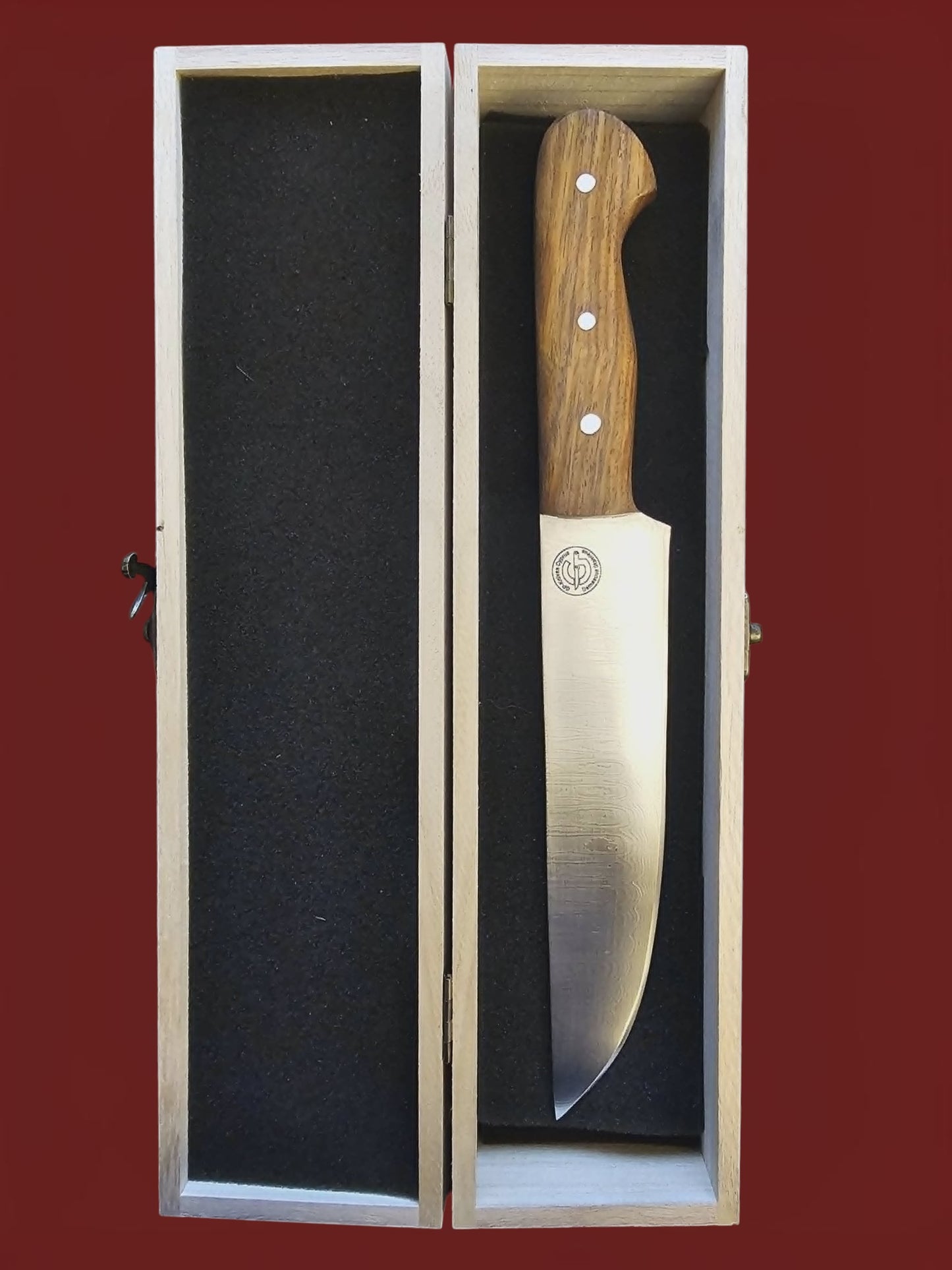 R039 Professional Meat Slicer - Stainless Damascus & Wood