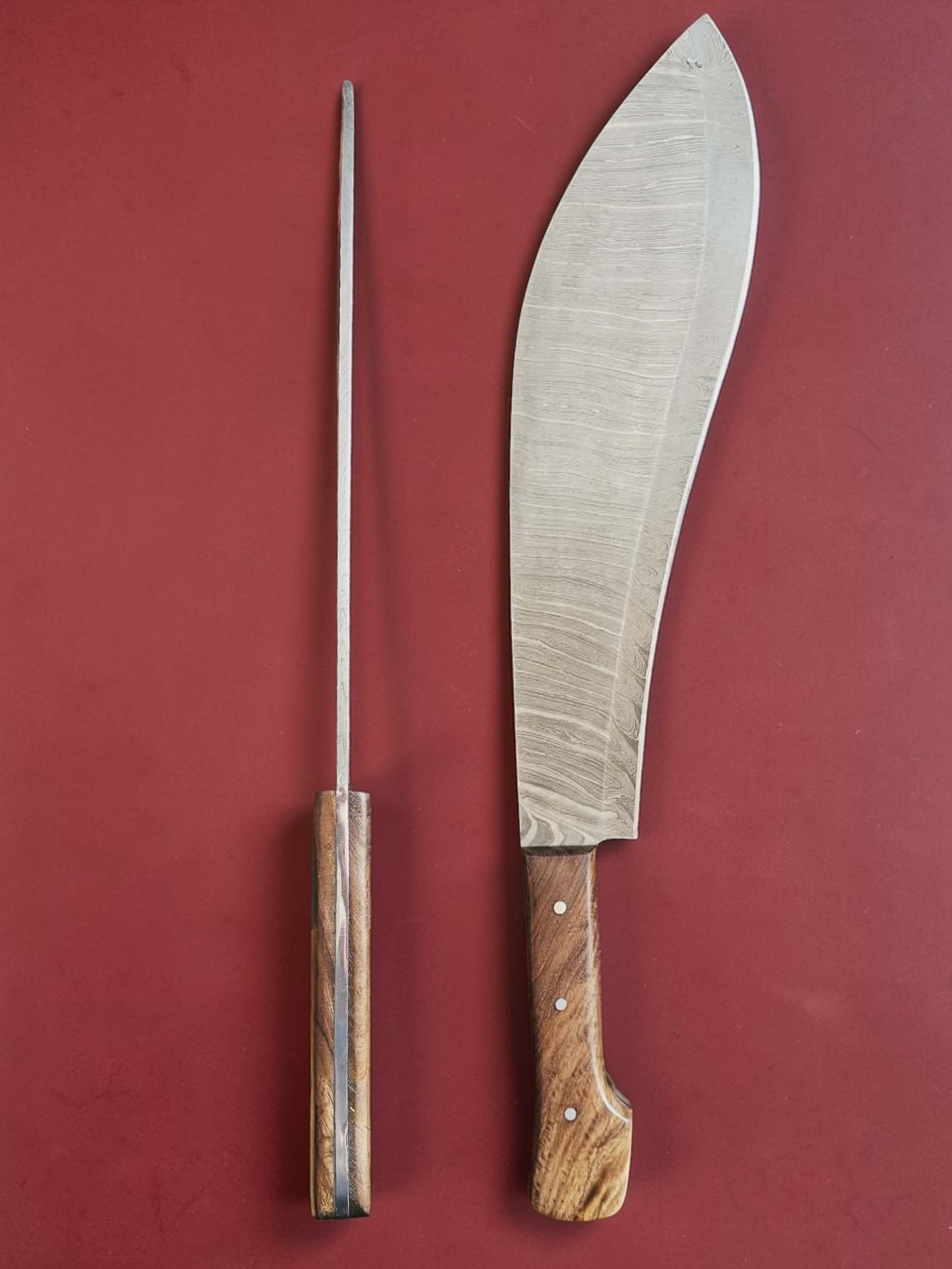 K004 - Χειροποίητη Traditional Ppala από Δαμασκηνό ατσάλι & Ξύλο καρυδιάς