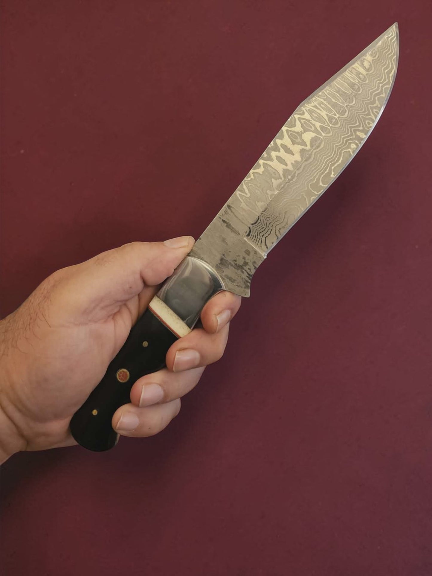 R024 Hybrid knife - Stainless Damascus - Horn & Bone