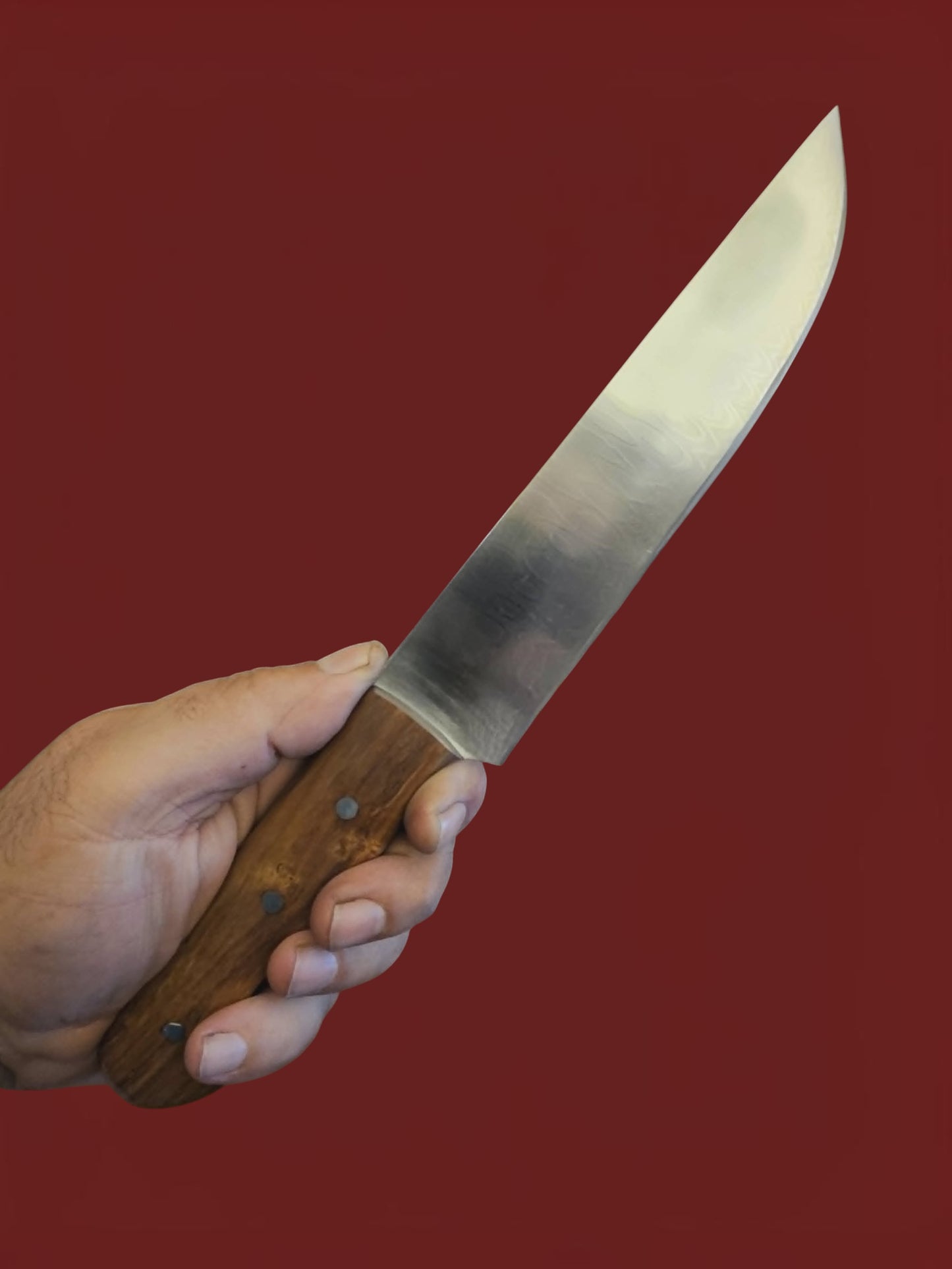 R039 Professional Meat Slicer - Stainless Damascus & Wood