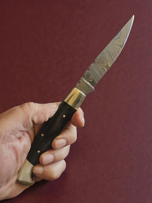 F028 - Χειροποίητο Resolza Pattadese από Δαμασκηνό Ατσάλι & Κέρατο βούβαλου