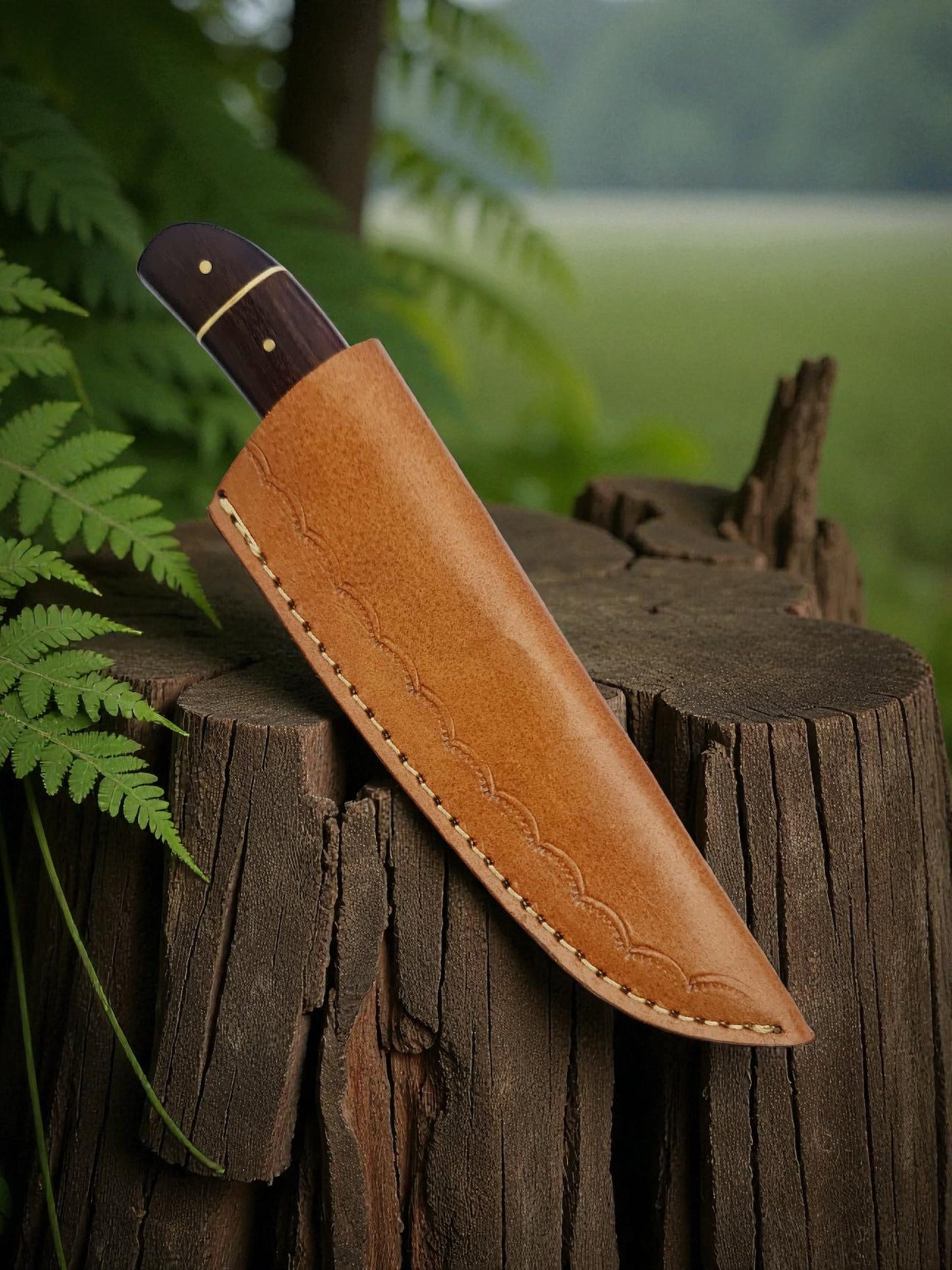 H111 Handmade Gut hook Knife - Damascus Steel & Walnut wood