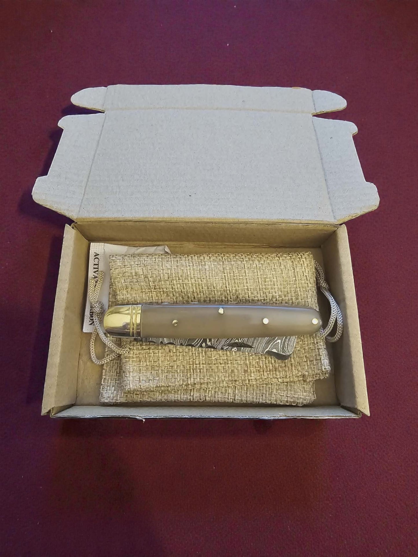 F003 - Χειροποίητο Sheepsfoot από Δαμασκηνό Ατσάλι & γυαλισμένο κέρατο κριαριού