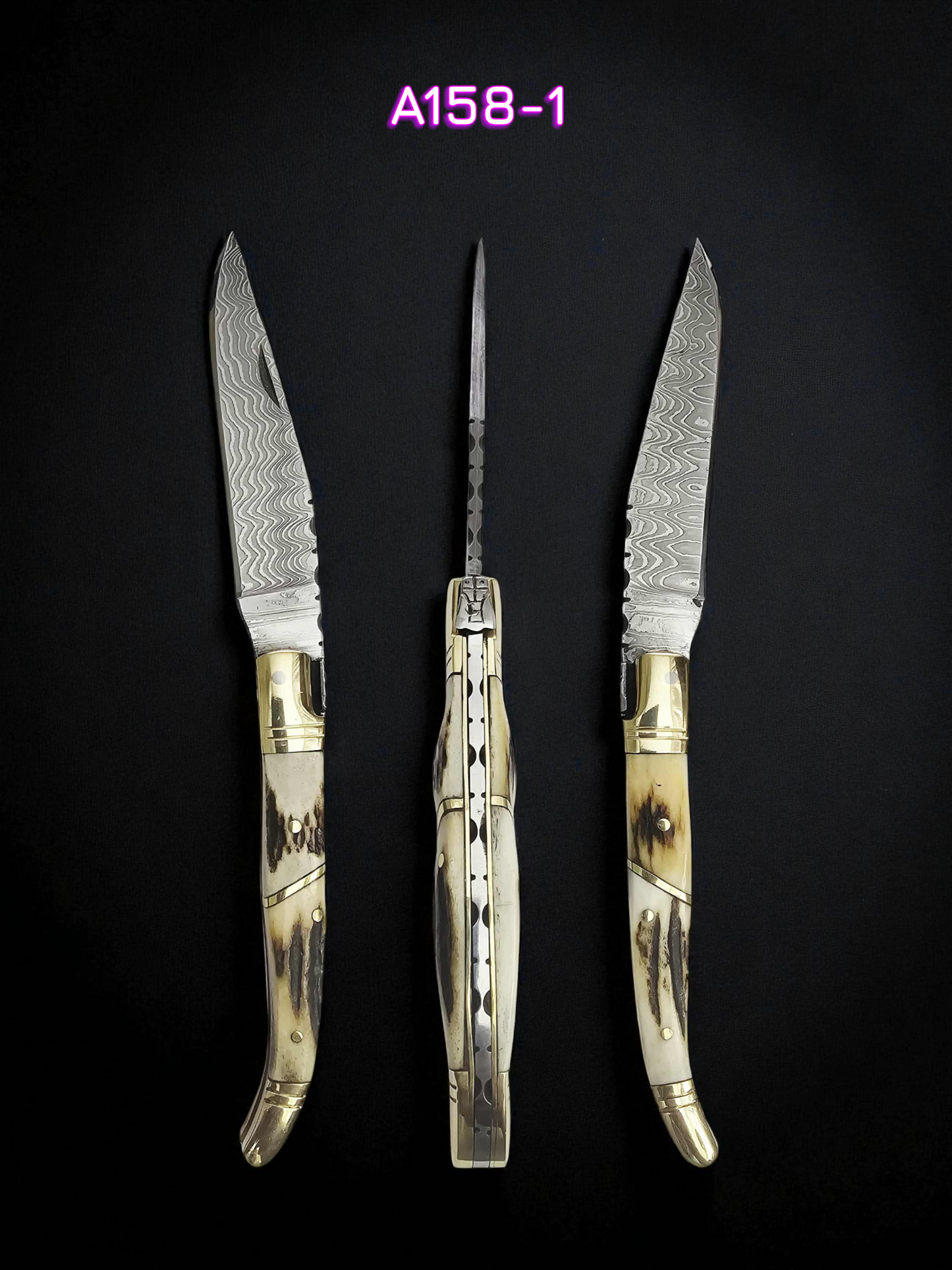 A158 Handmade Laguiole Classique - New-Gen Damascus Steel & Red Deer Antler