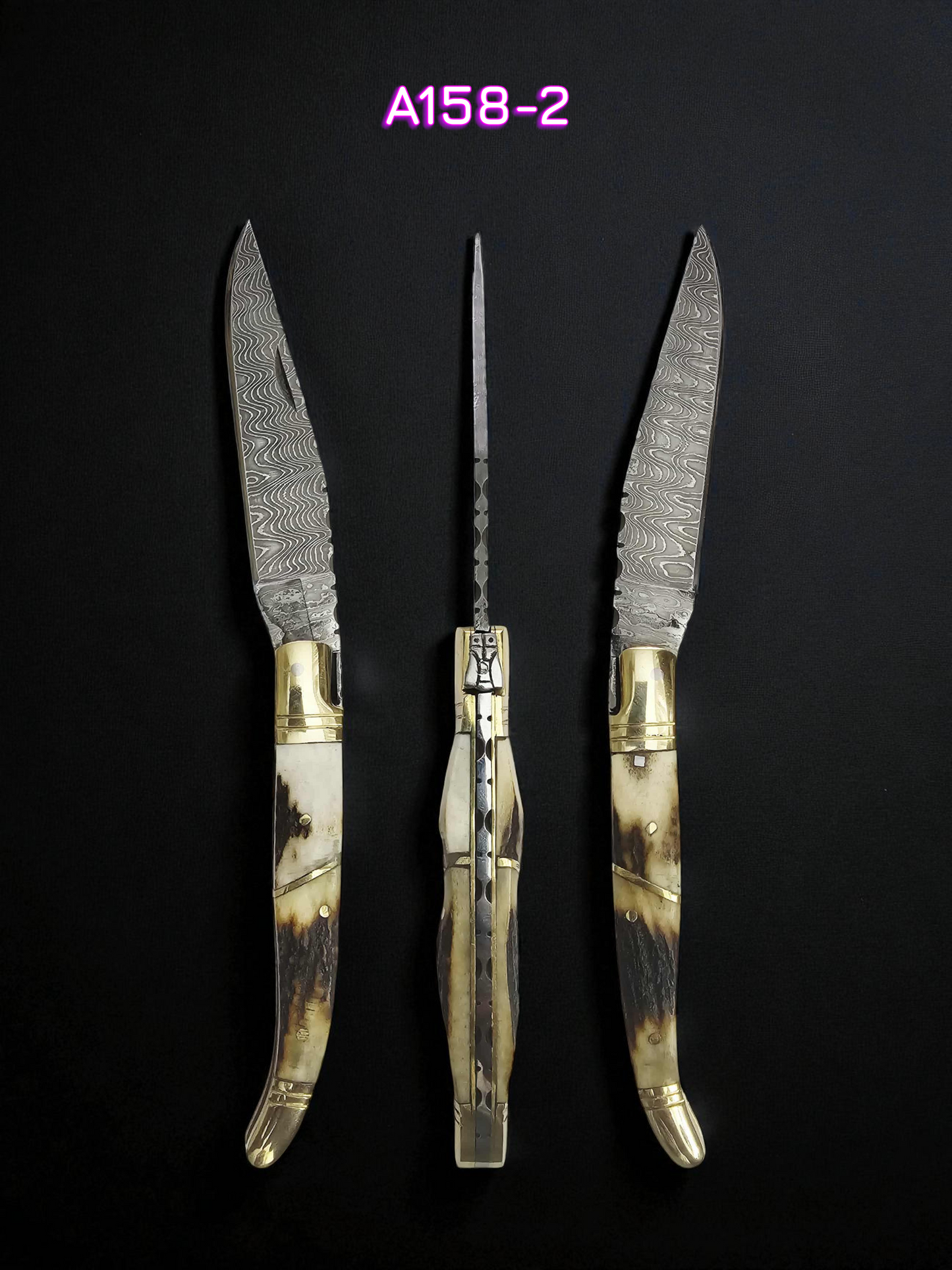 A158 Handmade Laguiole Classique - New-Gen Damascus Steel & Red Deer Antler