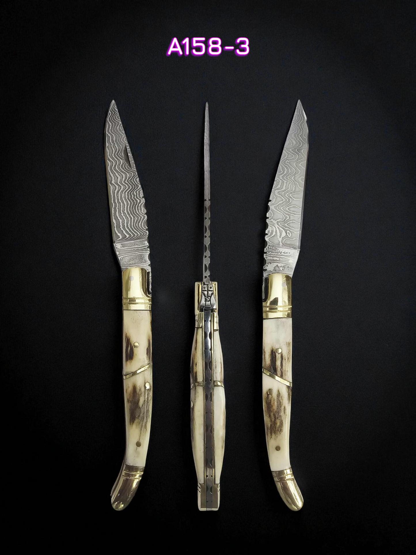 A158 Handmade Laguiole Classique - New-Gen Damascus Steel & Red Deer Antler