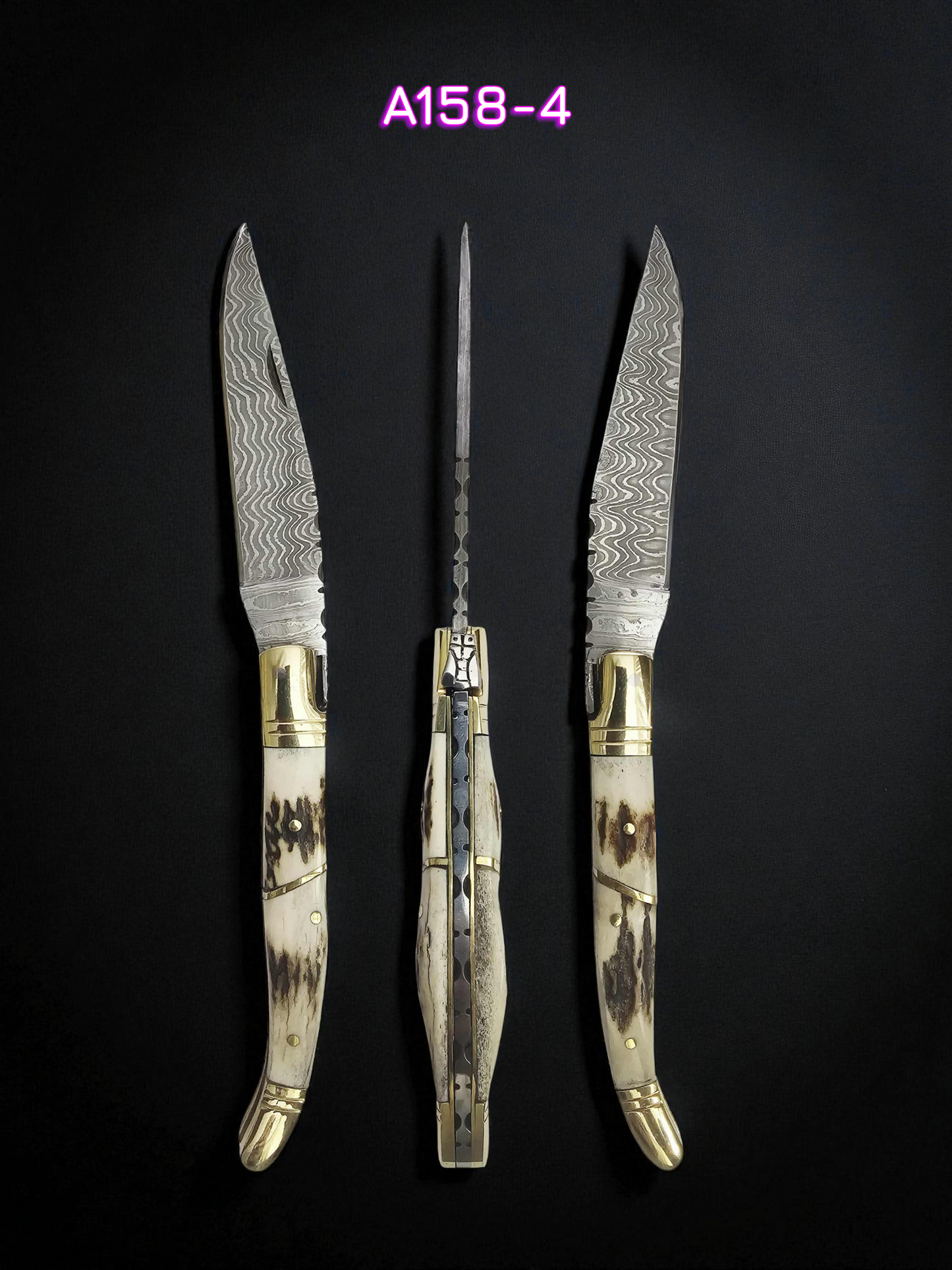 A158 Handmade Laguiole Classique - New-Gen Damascus Steel & Red Deer Antler