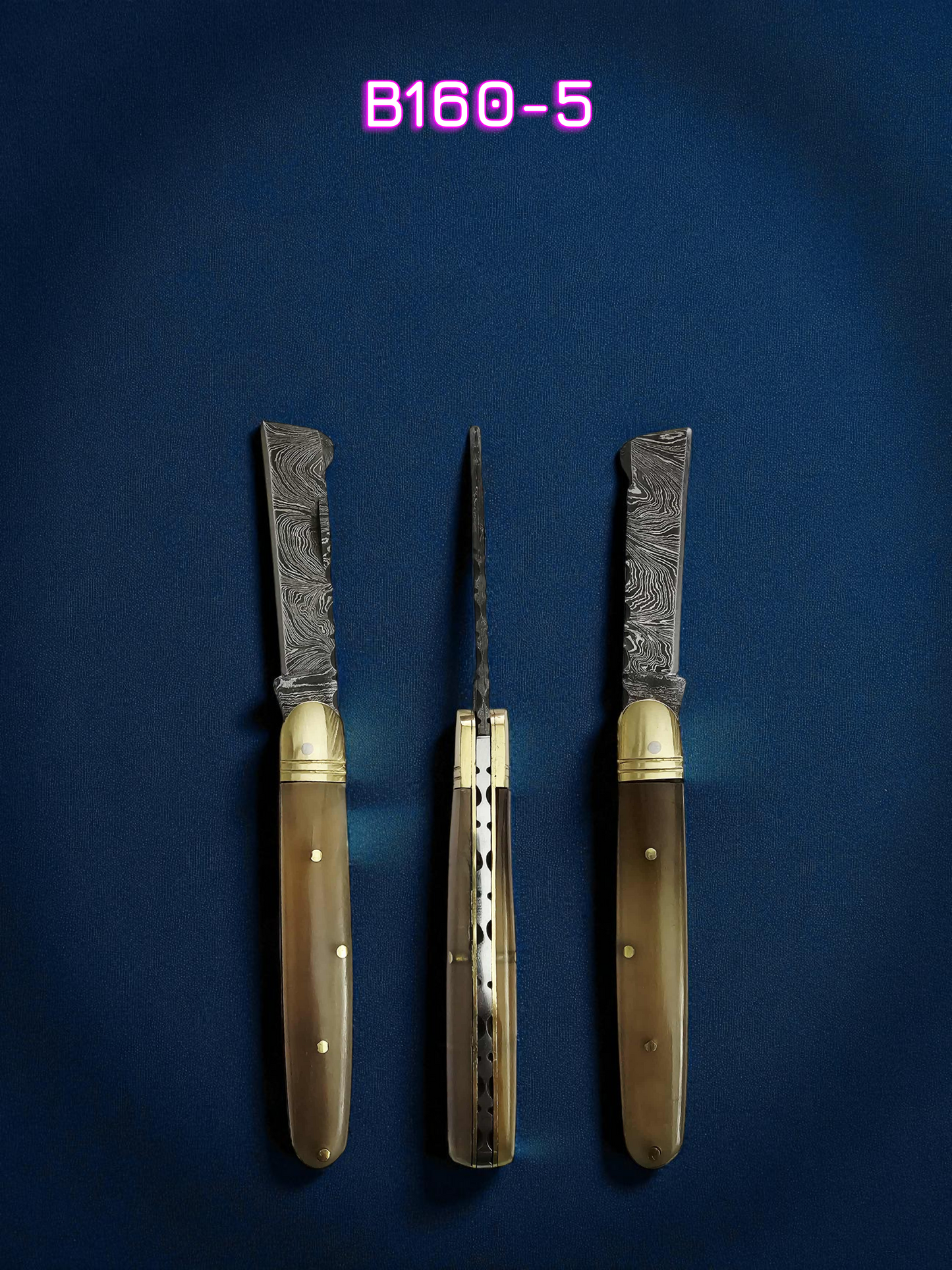 B160 Handmade Sheepsfoot - Damascus Steel & Ram Horn