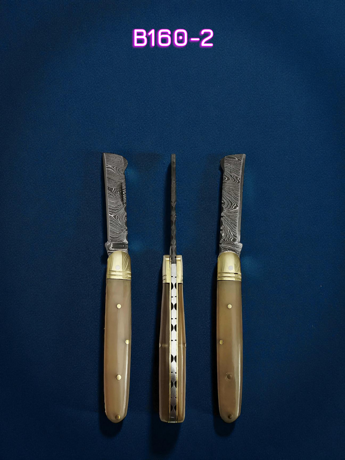 B160 Handmade Sheepsfoot - Damascus Steel & Ram Horn