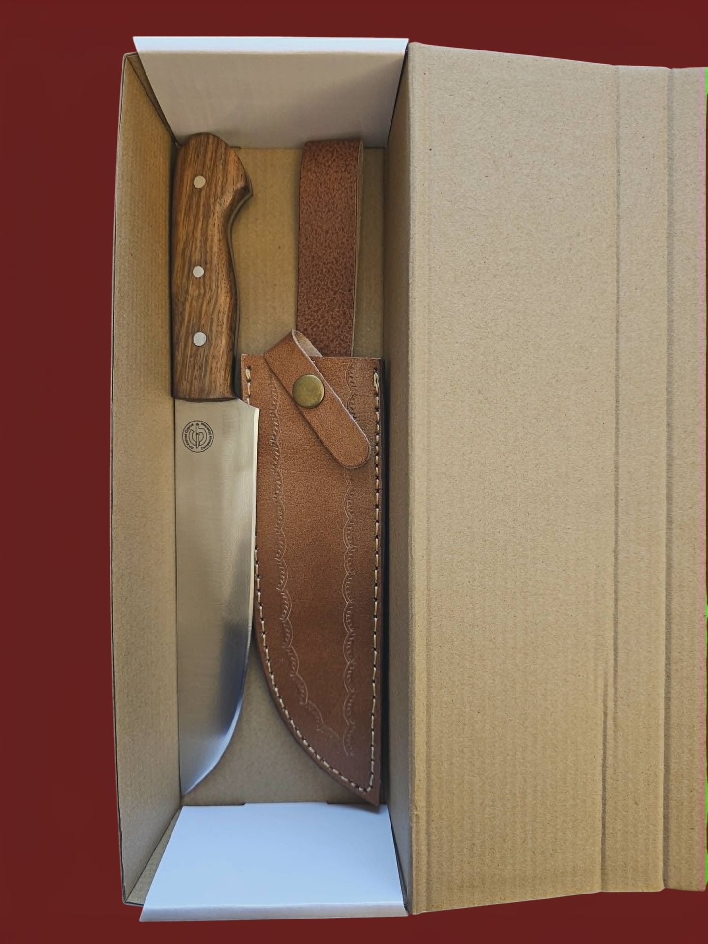 R039 Professional Meat Slicer - Stainless Damascus & Wood