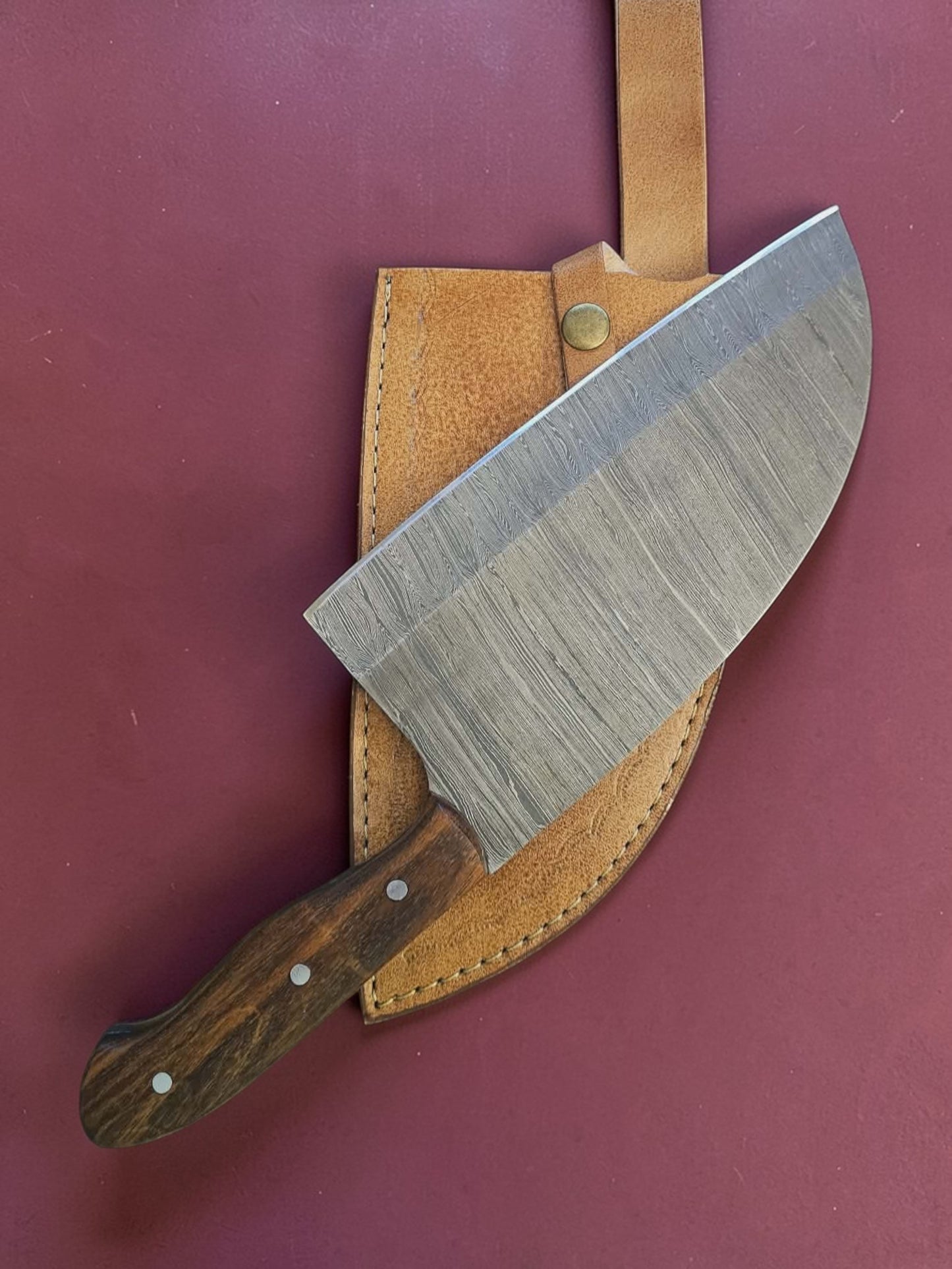 K005 - Cleaver - Damascus Steel & Wood