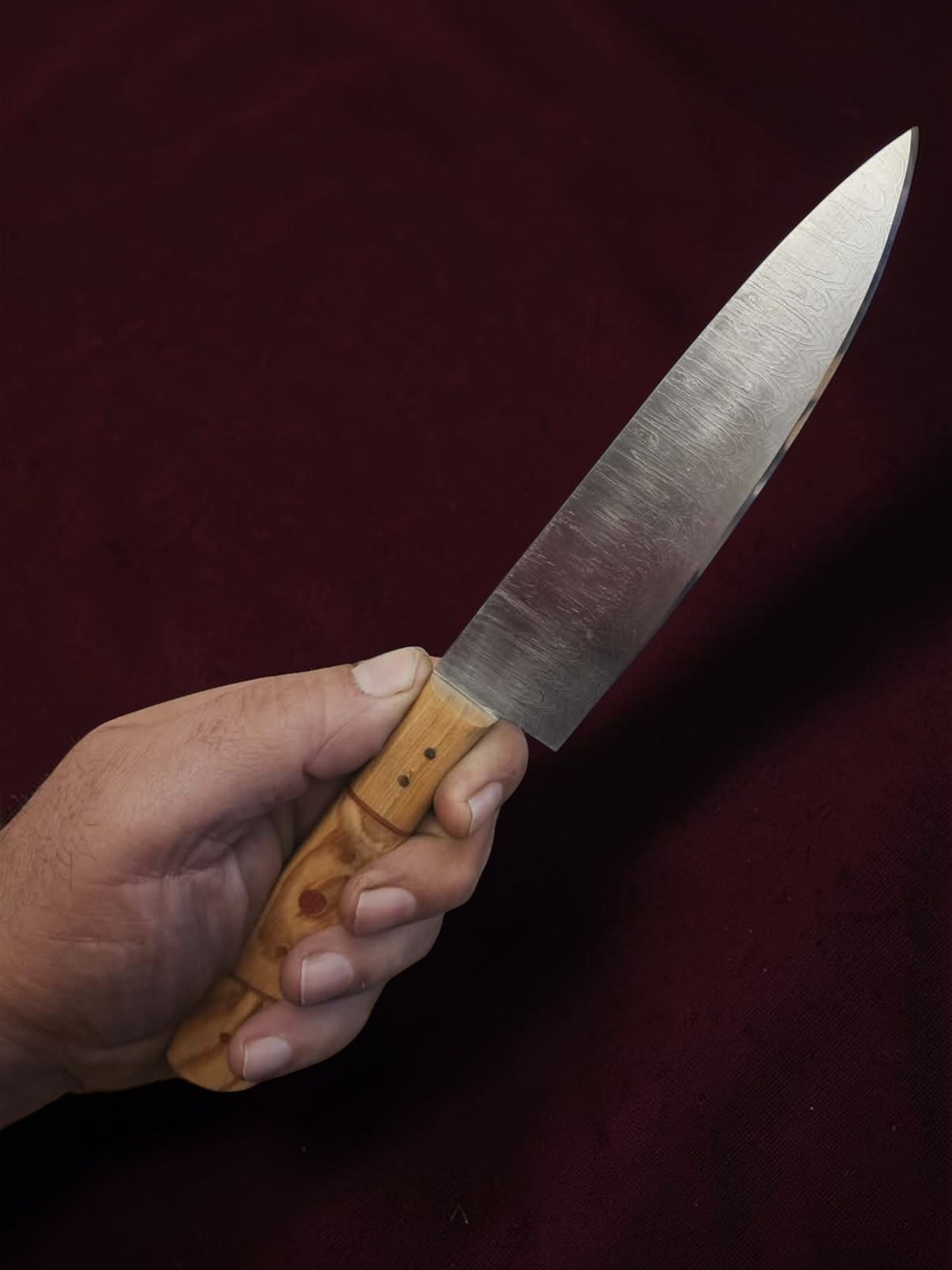 R021 Chef Knife - Stainless Damascus & Wood