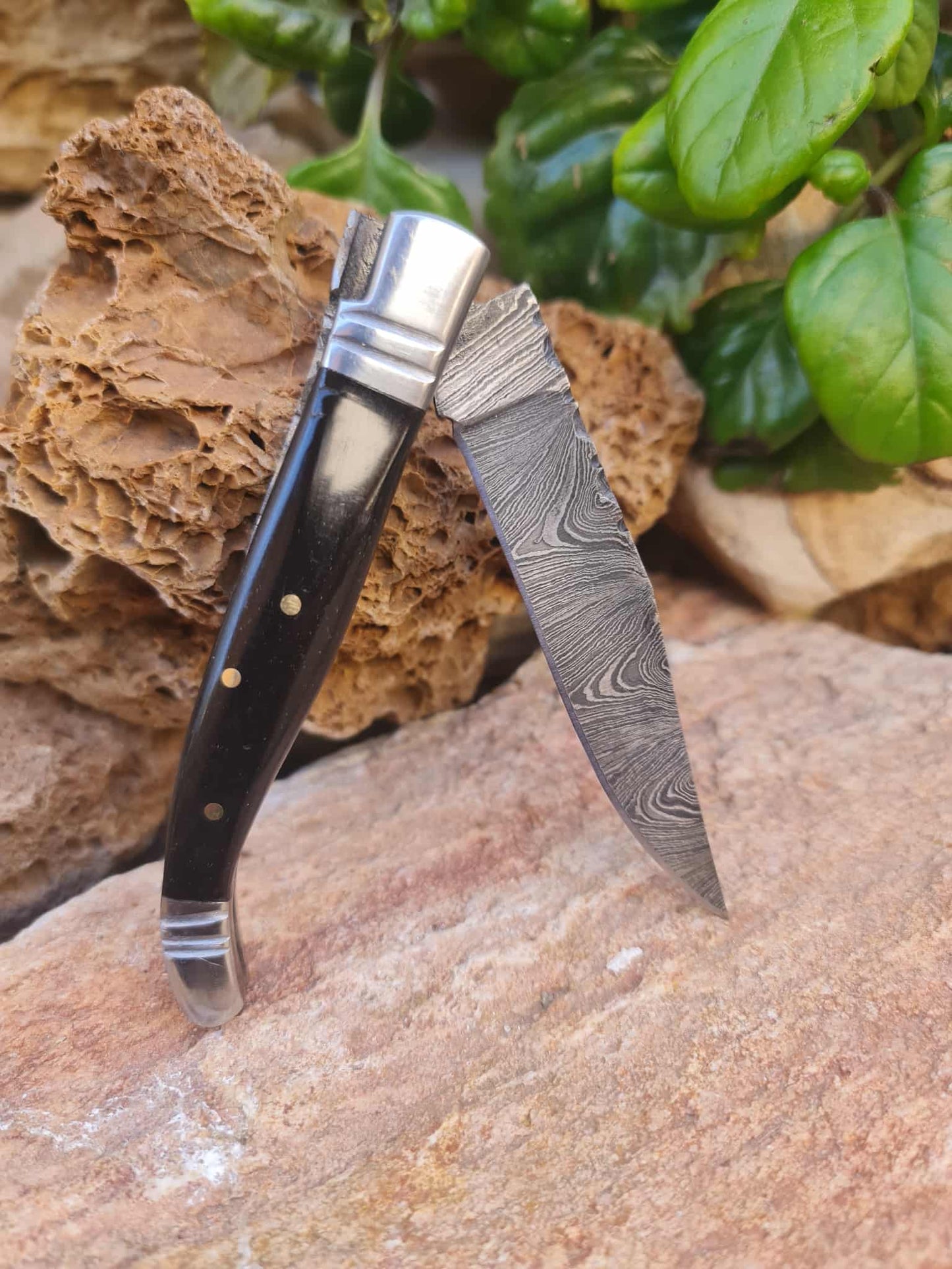 Handmade 22cm Laguiole Rustique with Damascus Steel - Stabilized Camel Bone with D2 Stainless Steel