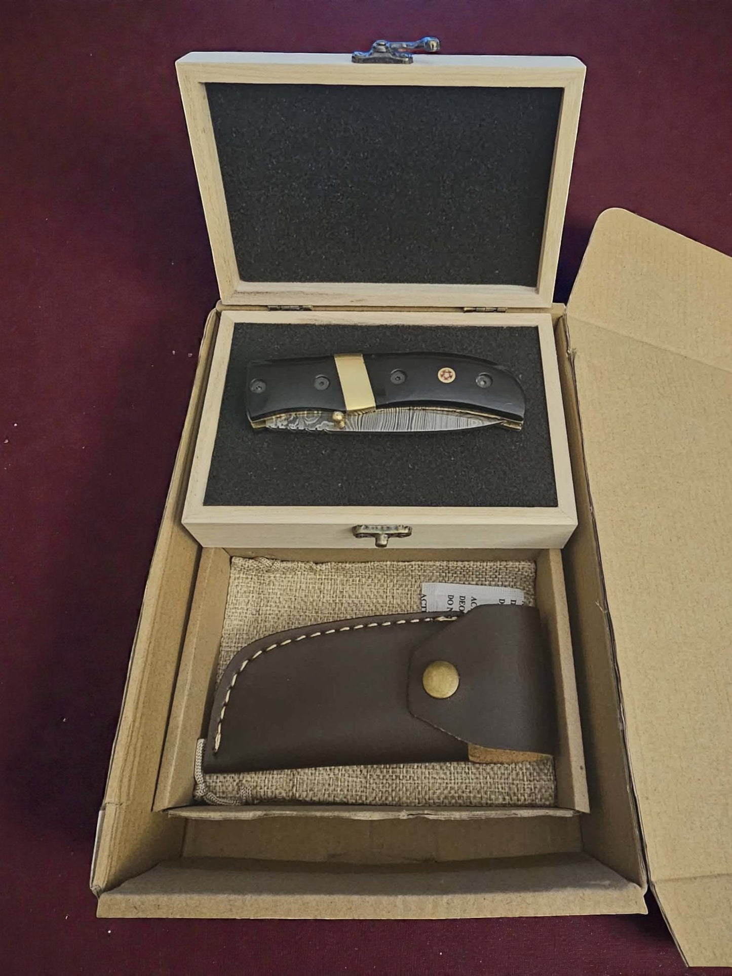 F049 - Χειροποίητο Stalwart EDC από Δαμασκηνό ατσάλι & Κέρατο βούβαλου