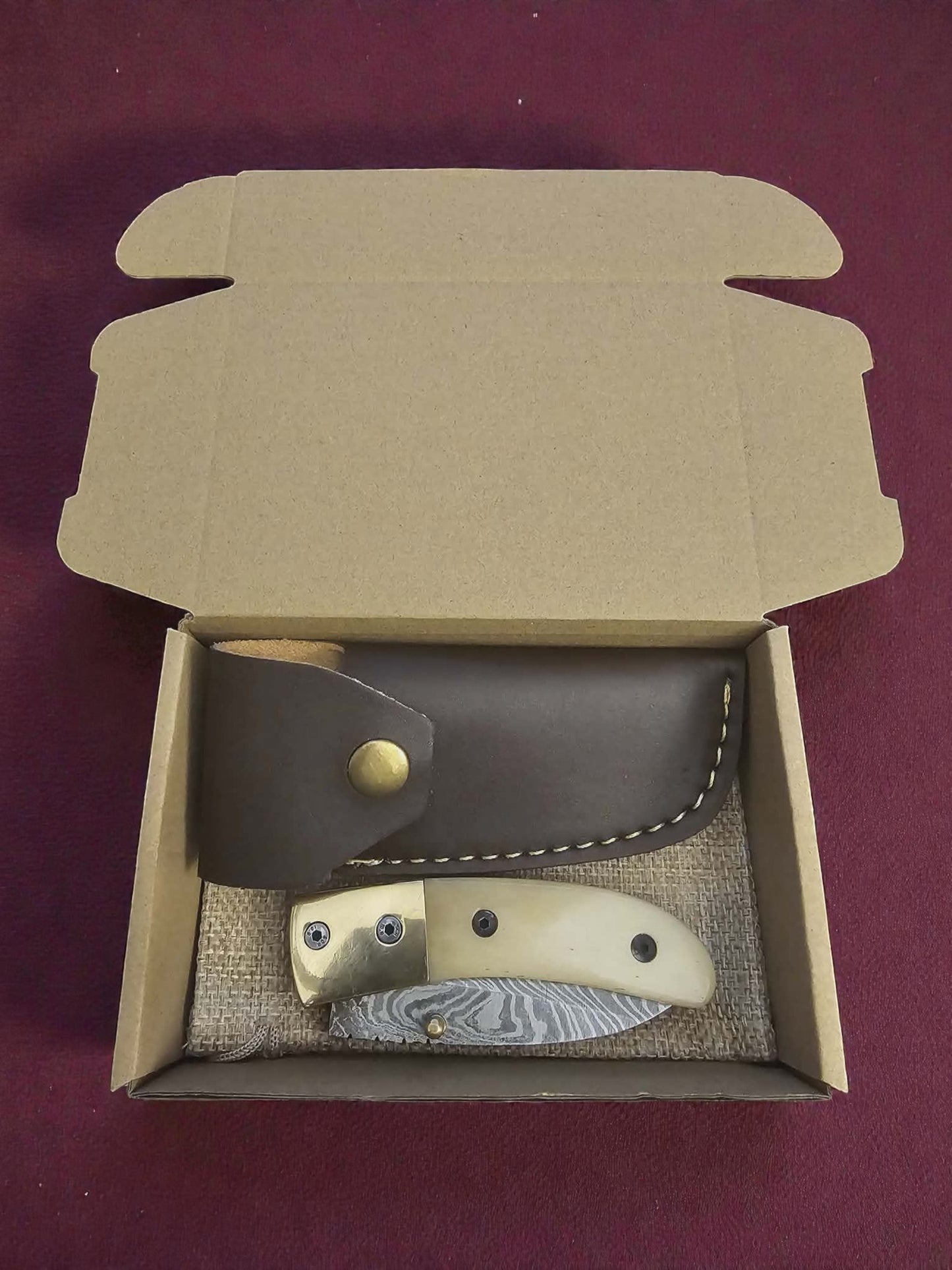 F046 - Χειροποίητο Stalwart EDC από Δαμασκηνό ατσάλι & Κόκκαλο καμήλας