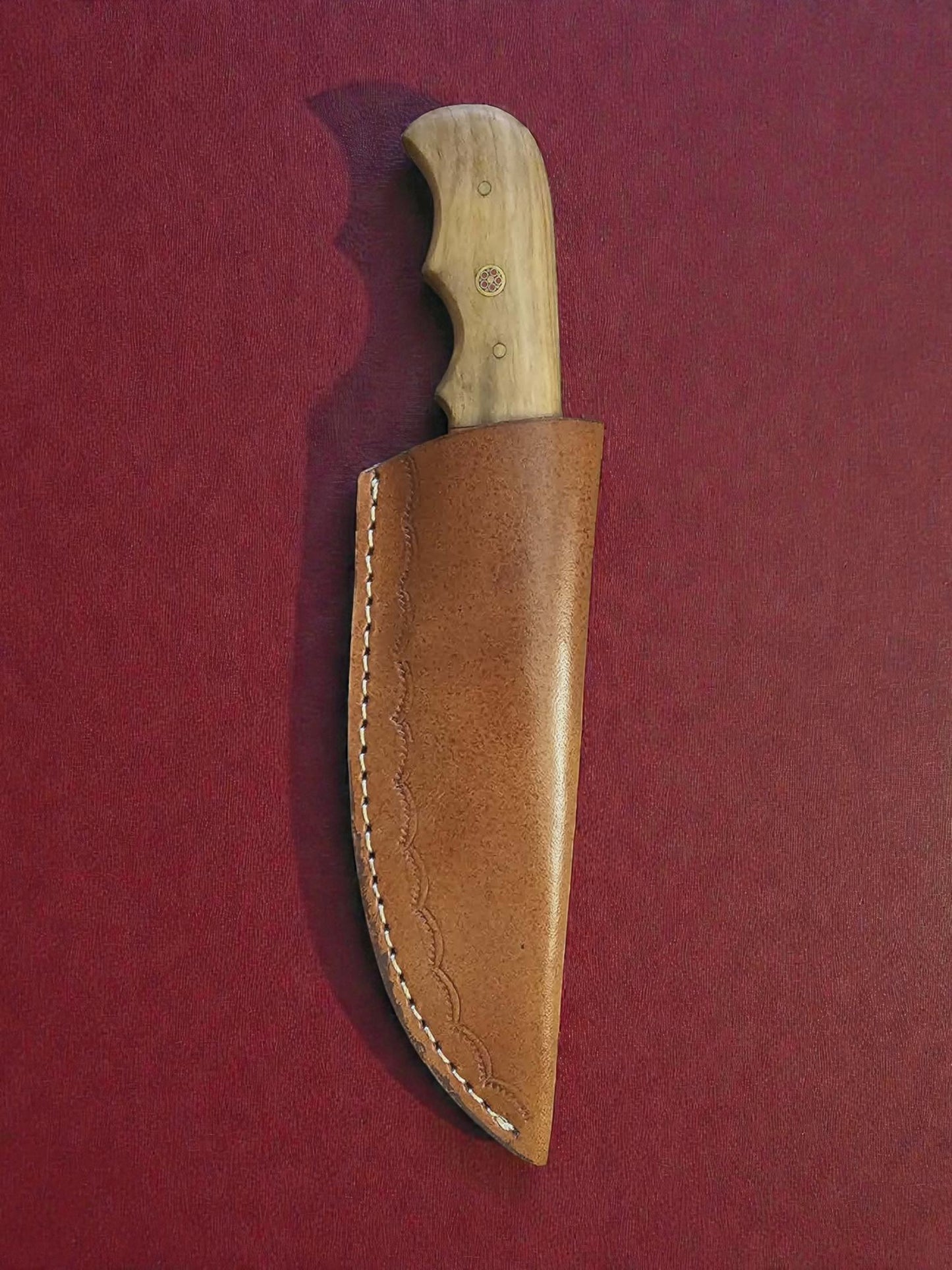 R004 - Χειροποίητο Skinner από Δαμασκηνό ατσάλι - Ξύλο ελιάς & Κόκκαλο καμήλας