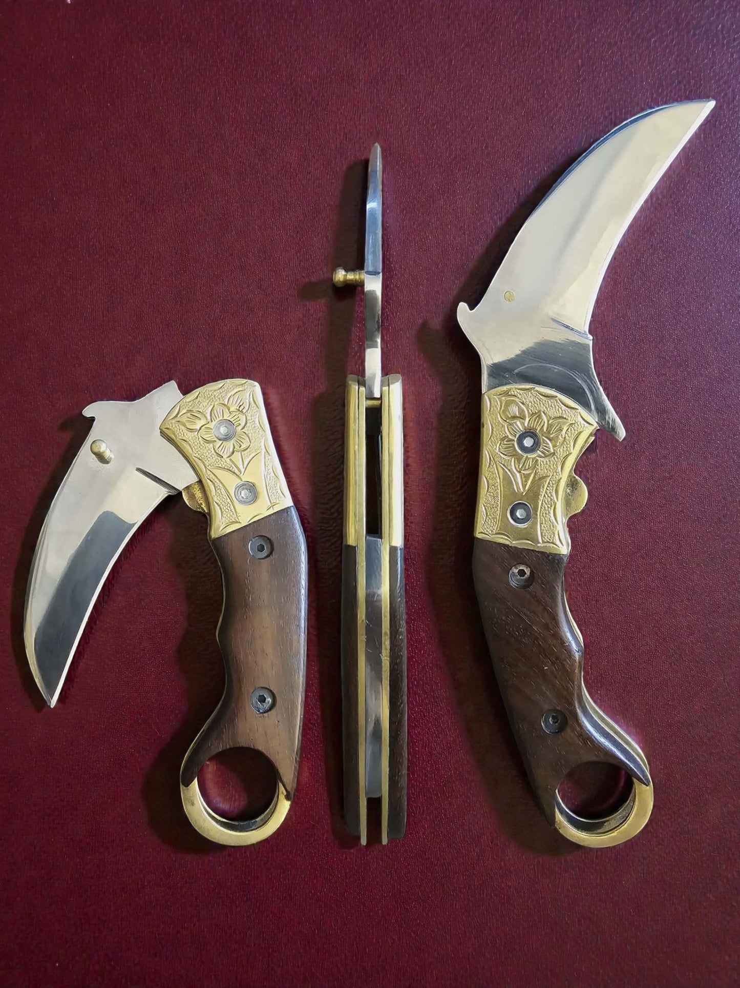 F059 - Χειροποίητο Karambit από Ανοξείδωτο ατσάλι 440 & Ξύλο καρυδιάς