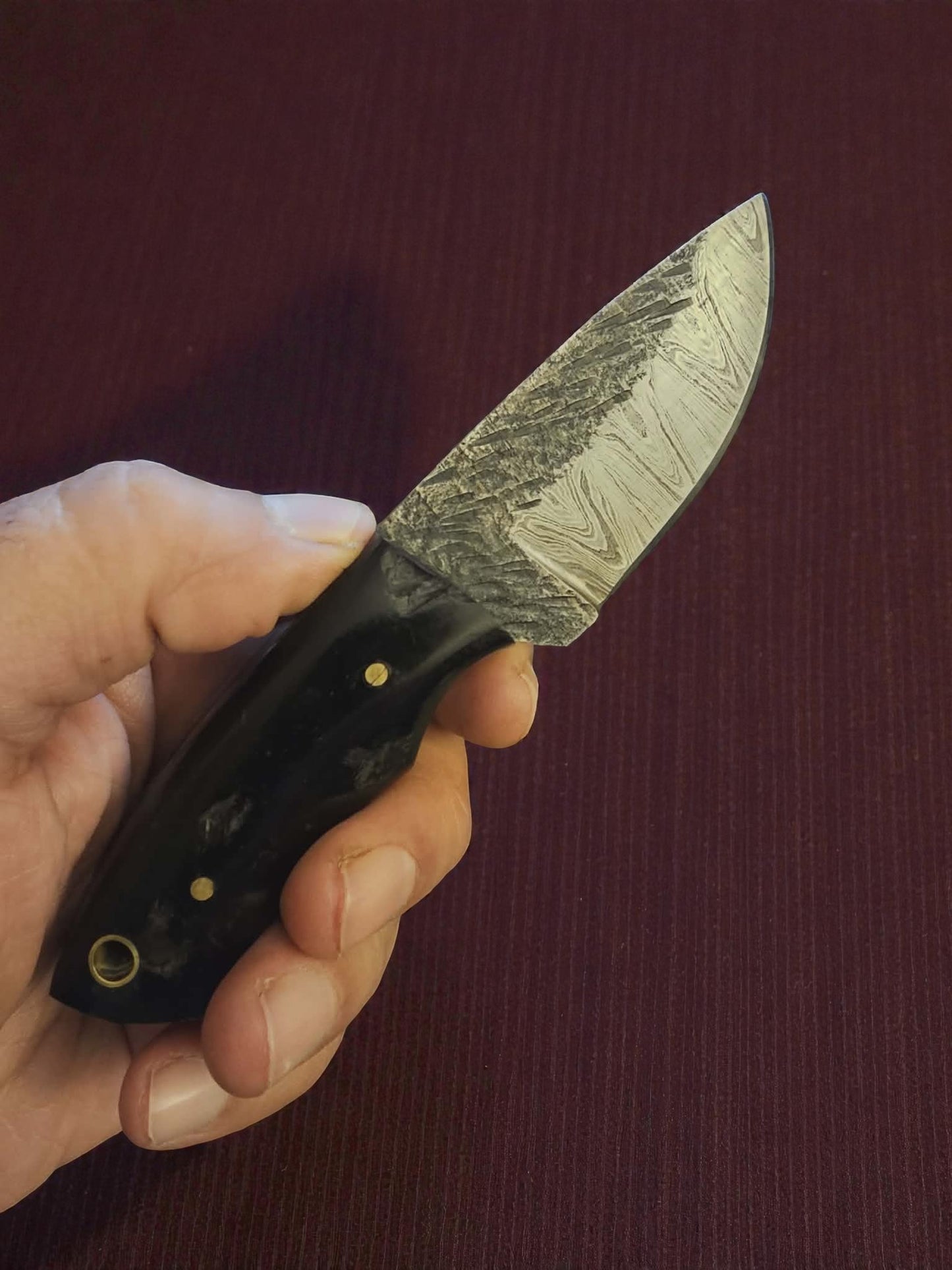 R001 - Χειροποίητο Mini Skinner από Δαμασκηνό ατσάλι & Κέρατο κριαριού