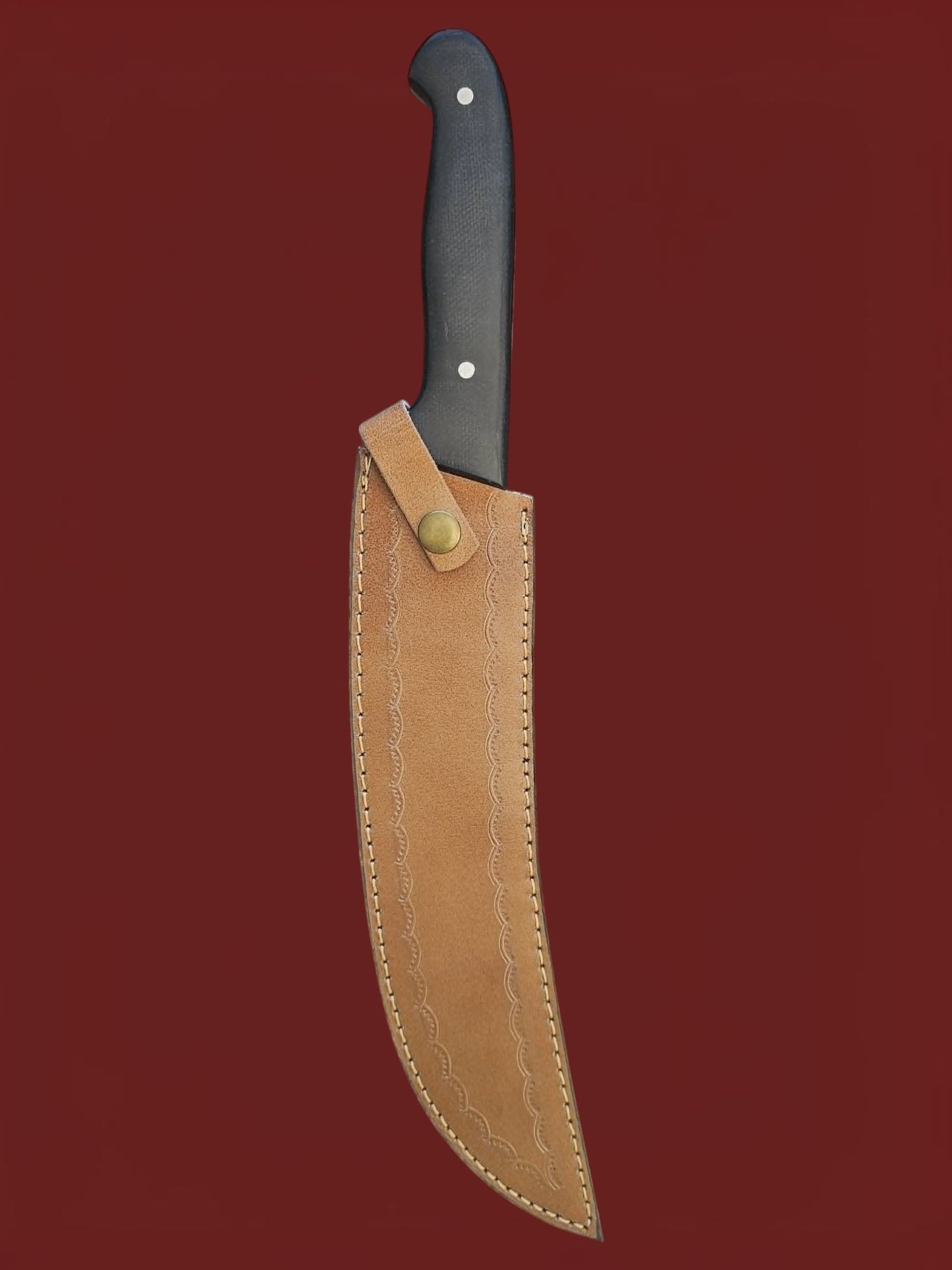 R046 Oriental Chef Knife - Stainless Damascus & Micarta