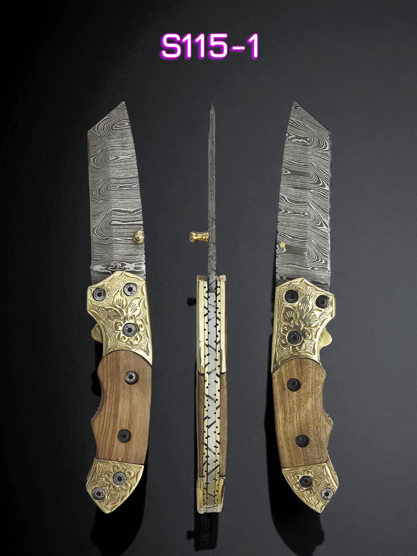 S115 Handmade Tanto - EDC - Damascus Steel & Olive Wood