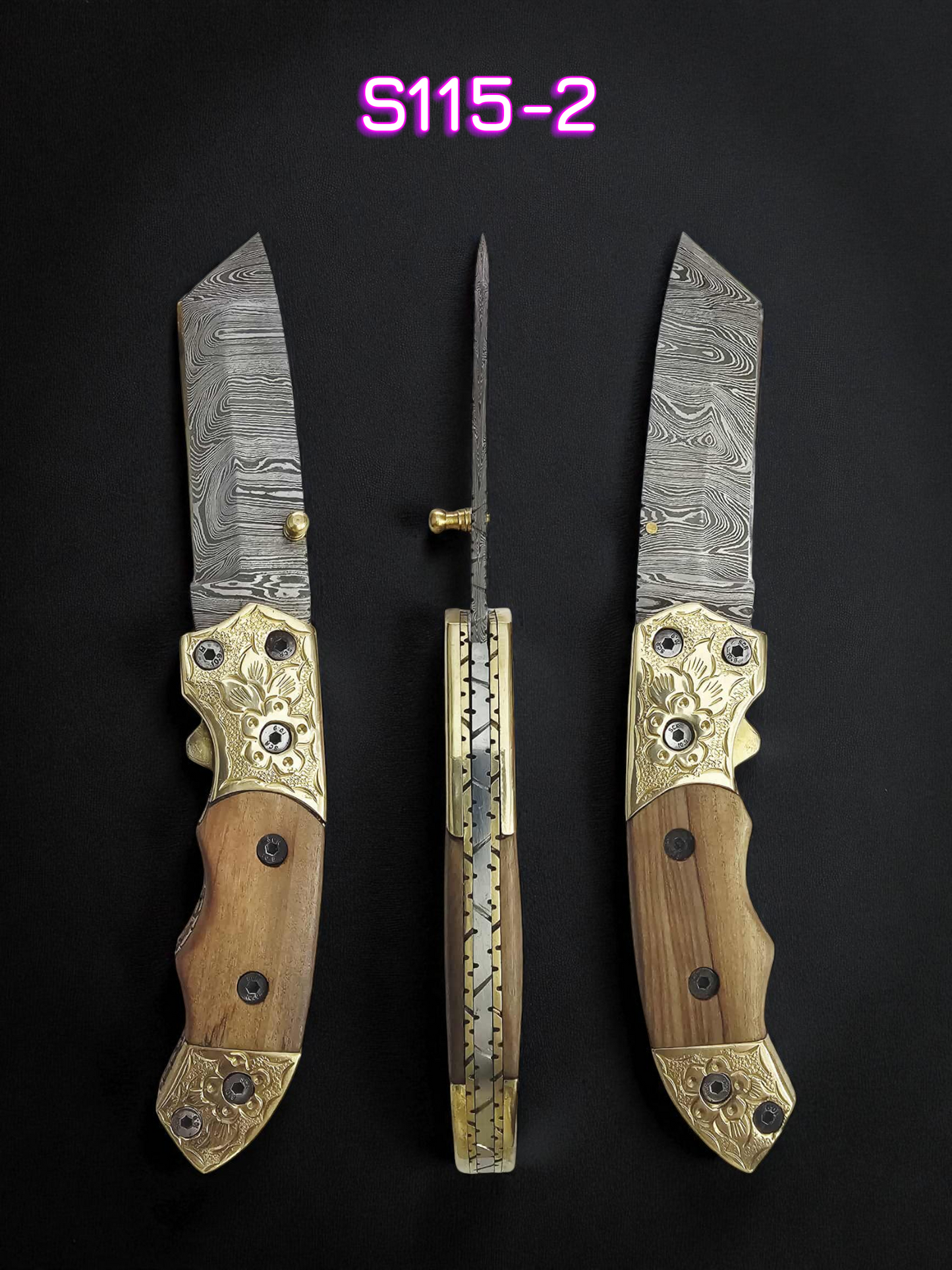 S115 Handmade Tanto - EDC - Damascus Steel & Olive Wood