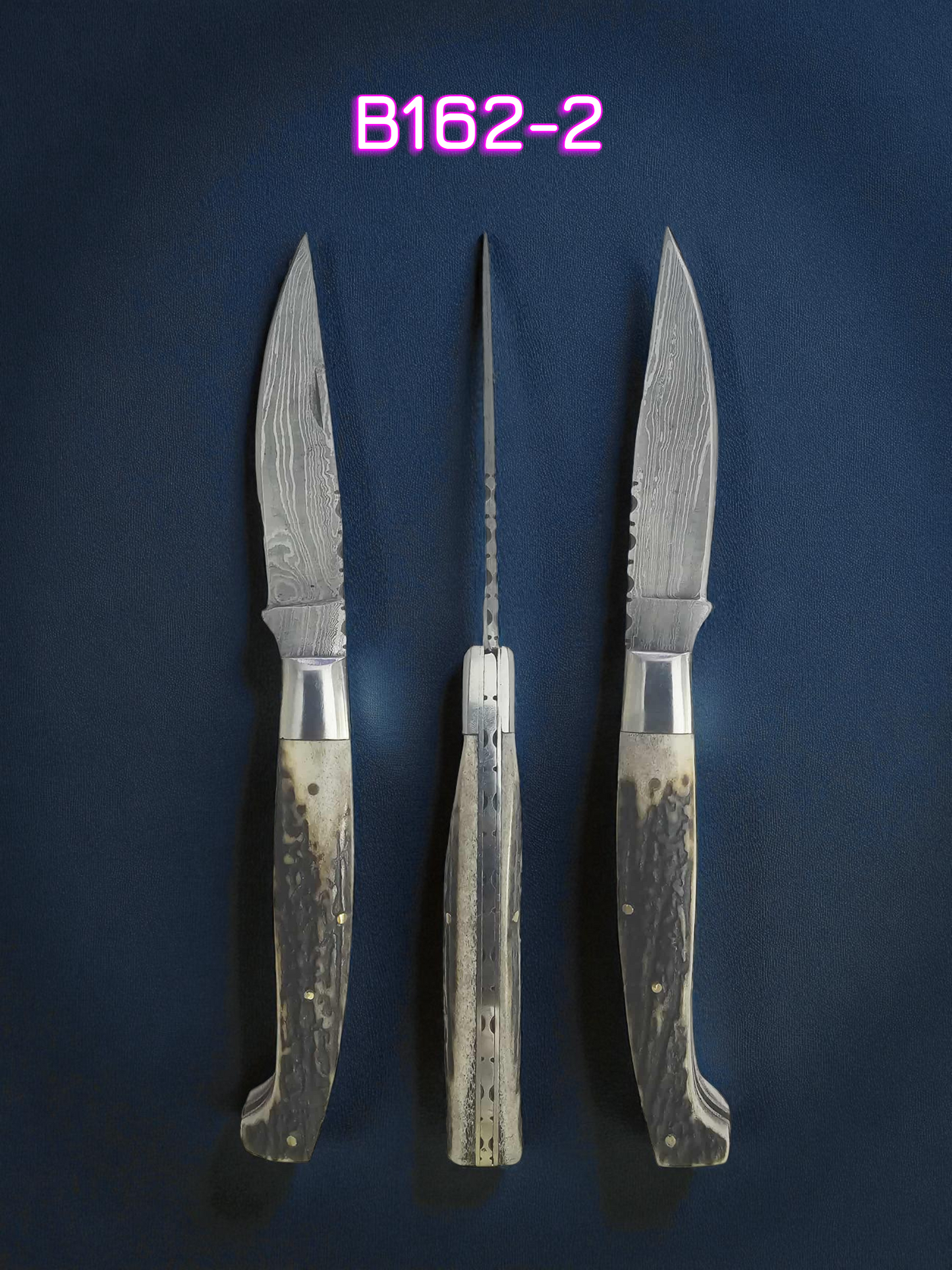 B162 Handmade Resolza Pattadese - Damascus Steel & Red Deer Antler