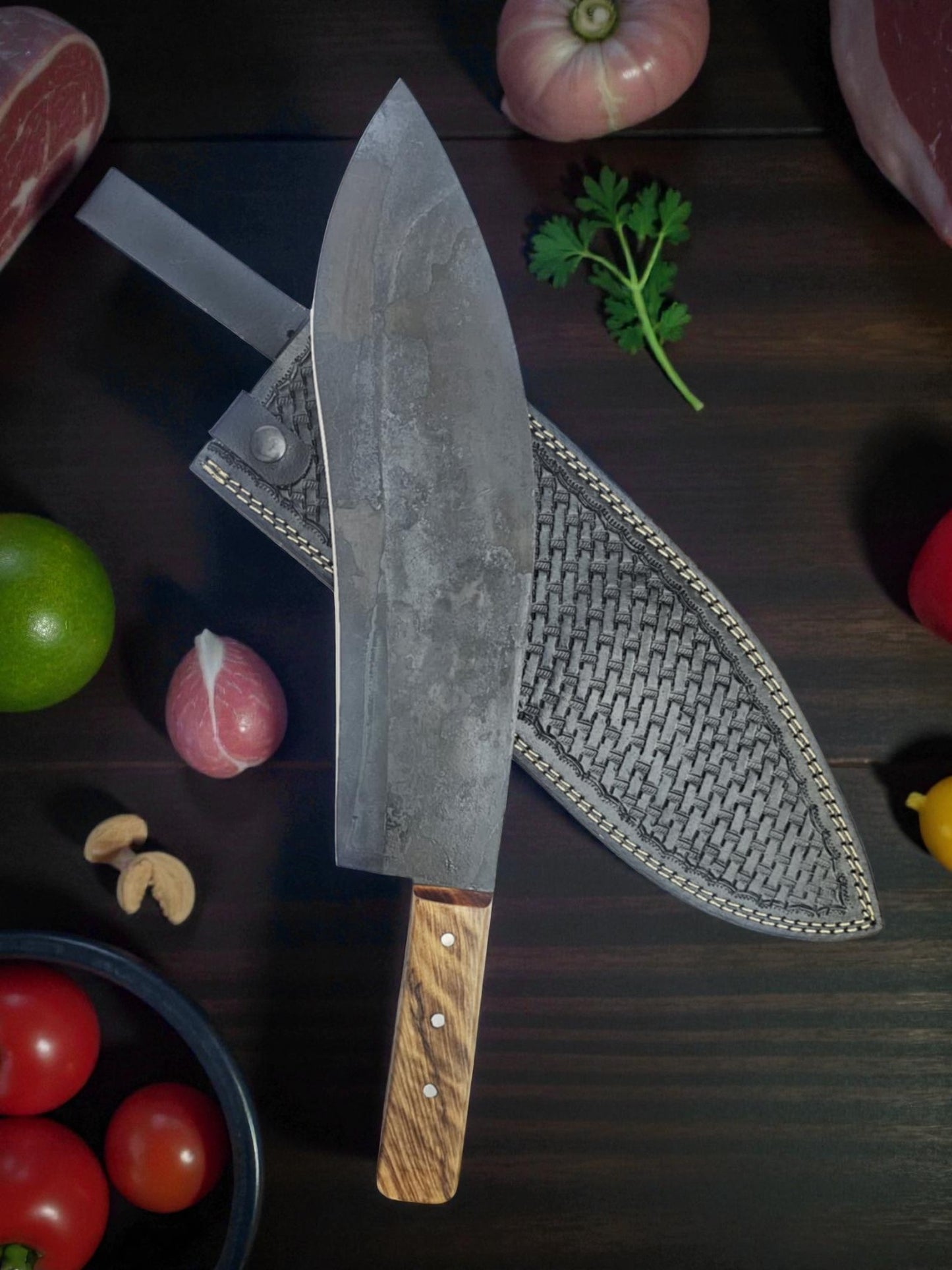 K110 Handmade Cyprus Traditional Ppala - Carbon Steel & Olive wood