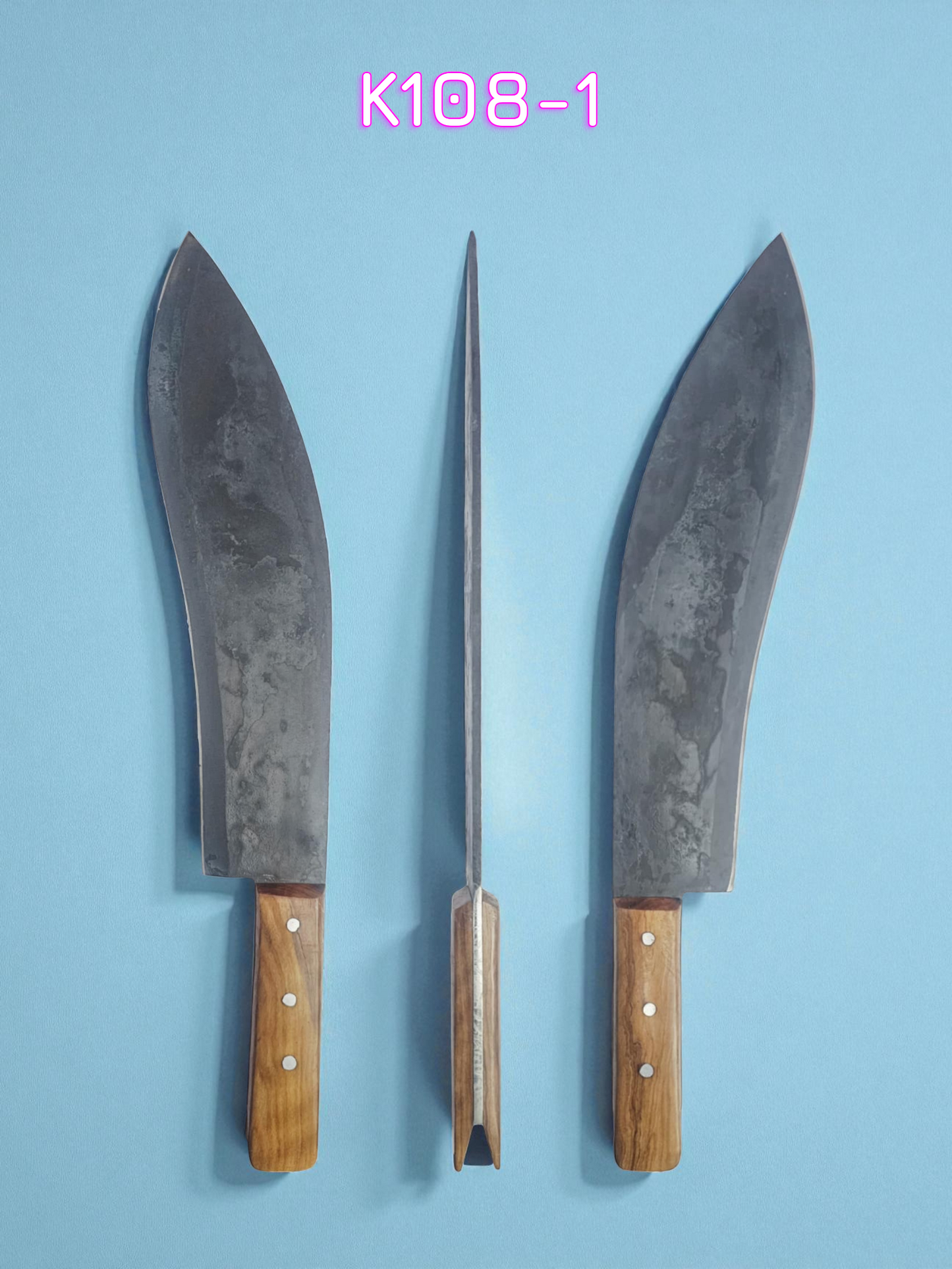 K108 Handmade Cyprus Traditional Ppala - Carbon Steel & Olive wood