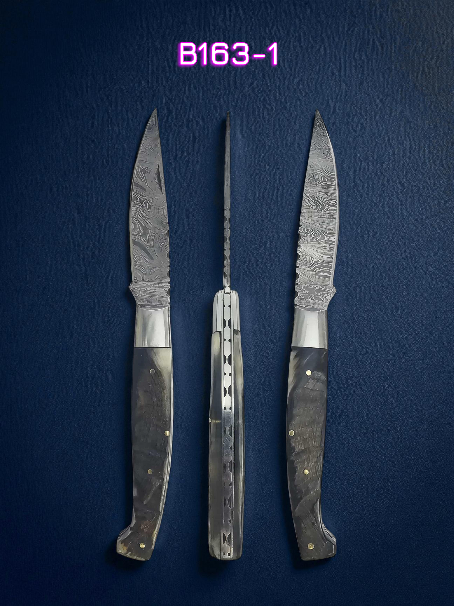 B163 Handmade Resolza Pattadese - Damascus Steel & Ram Horn