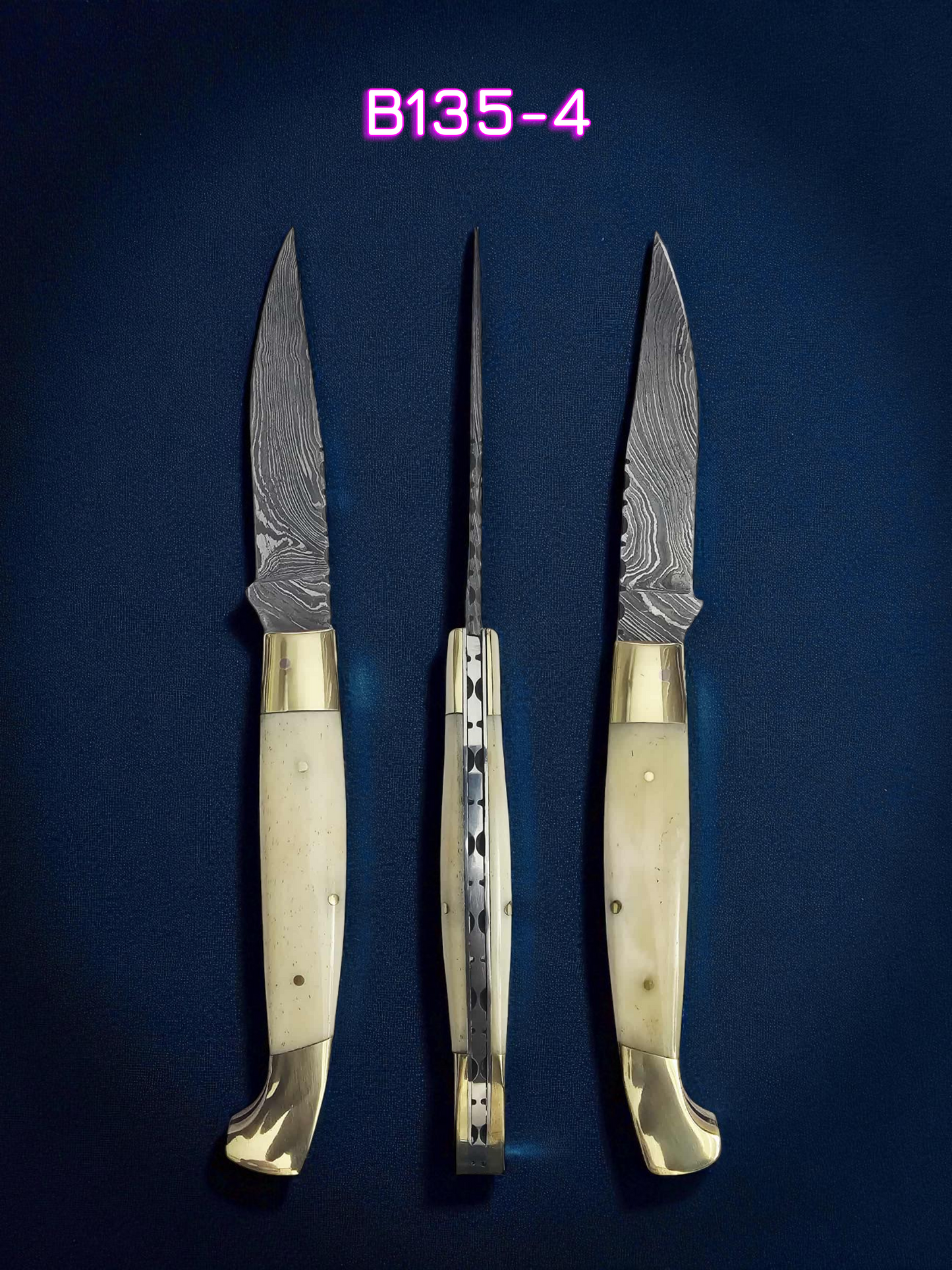 B135 Handmade Resolza Pattadese - Damascus Steel & Camel Bone