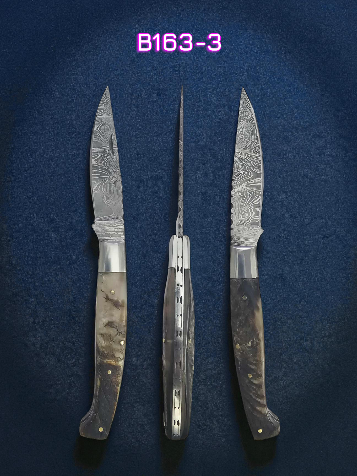 B163 Handmade Resolza Pattadese - Damascus Steel & Ram Horn