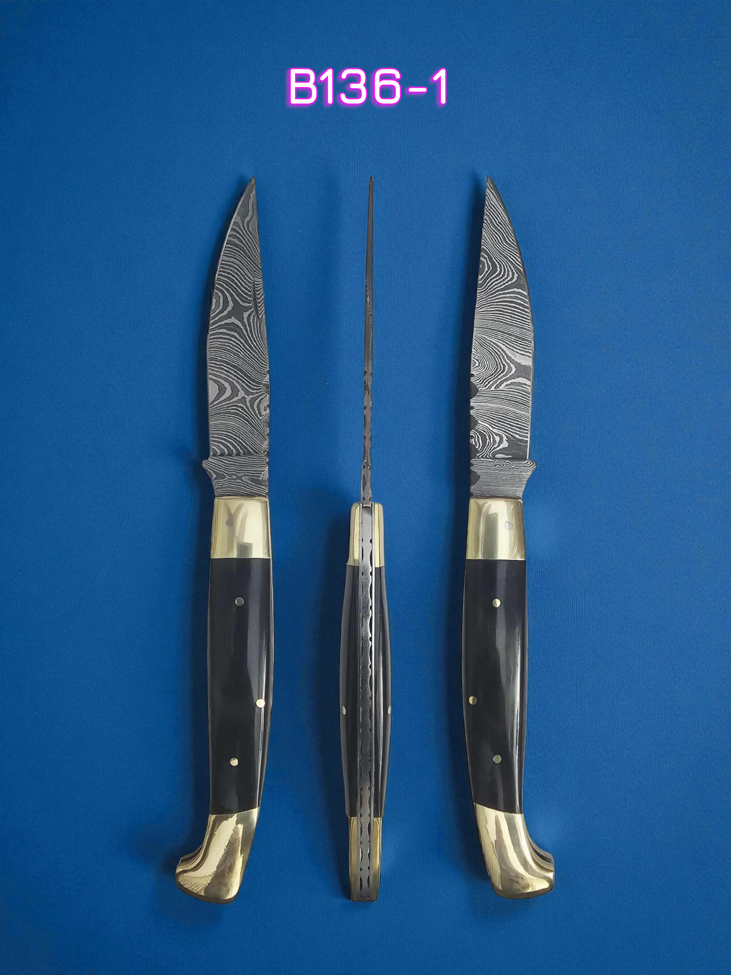 B136 Handmade Resolza Pattadese - Damascus Steel & Buffalo Horn