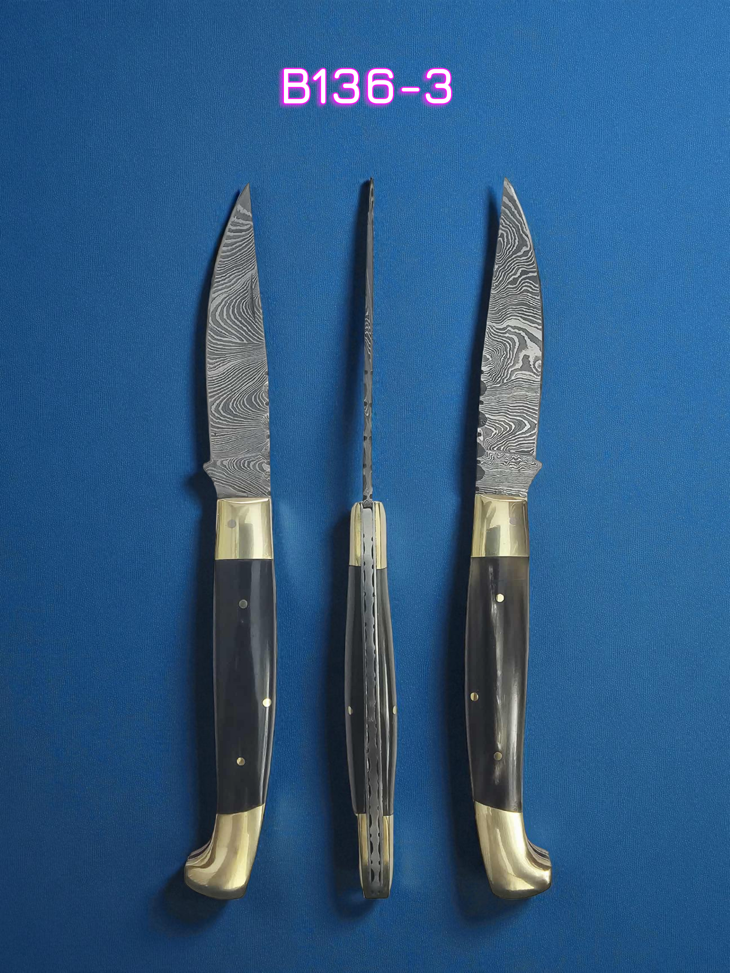 B136 Handmade Resolza Pattadese - Damascus Steel & Buffalo Horn