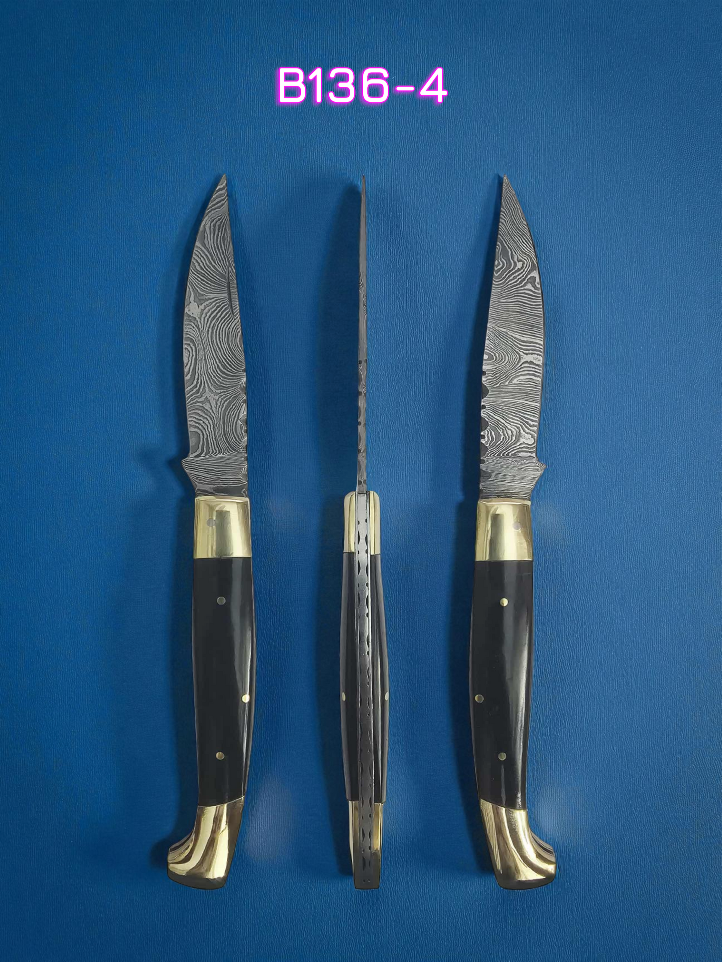 B136 Handmade Resolza Pattadese - Damascus Steel & Buffalo Horn