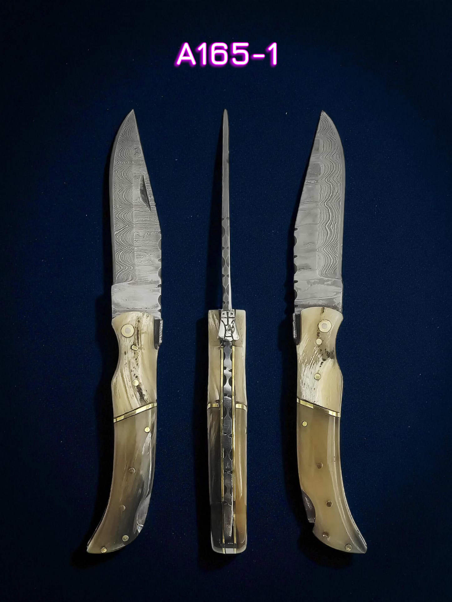 A165 Handmade Laguiole Élite - New-Gen Damascus Steel & African Buffalo Horn with Highlights