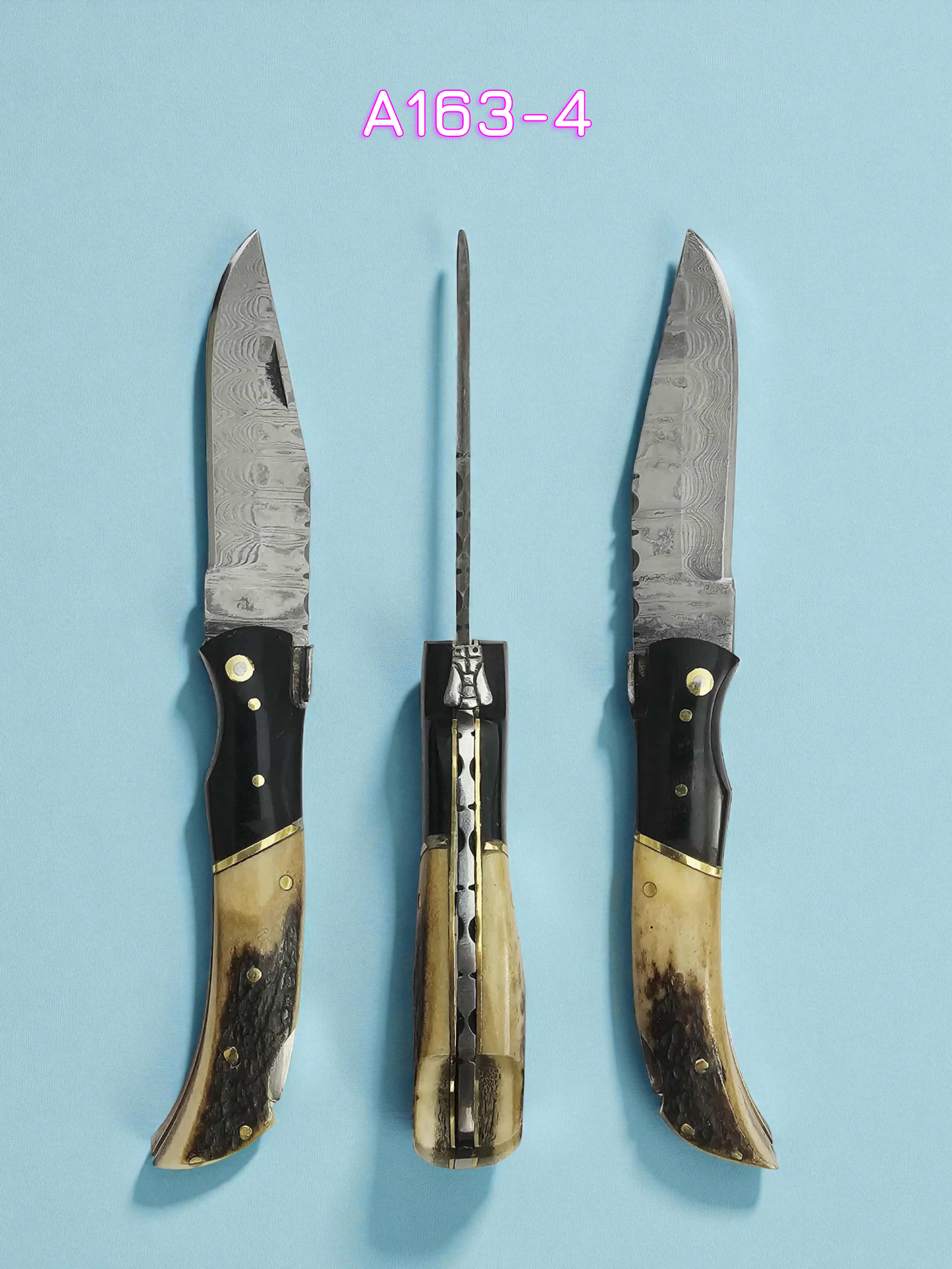 A163 Handmade Laguiole Élite - New-Gen Damascus Steel - Buffalo Horn & Red Deer Antler