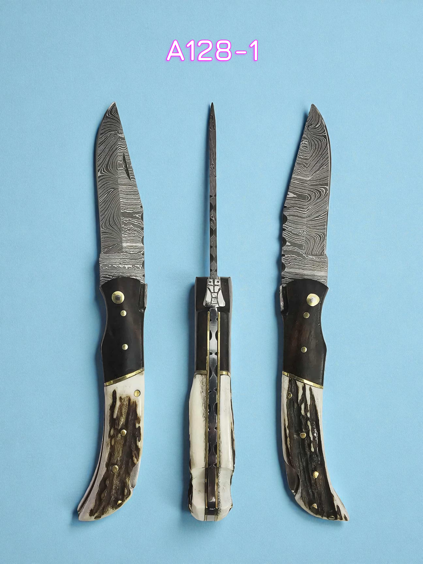 A128 Handmade Laguiole Élite - Damascus Steel - Rosewood & Red Deer Antler