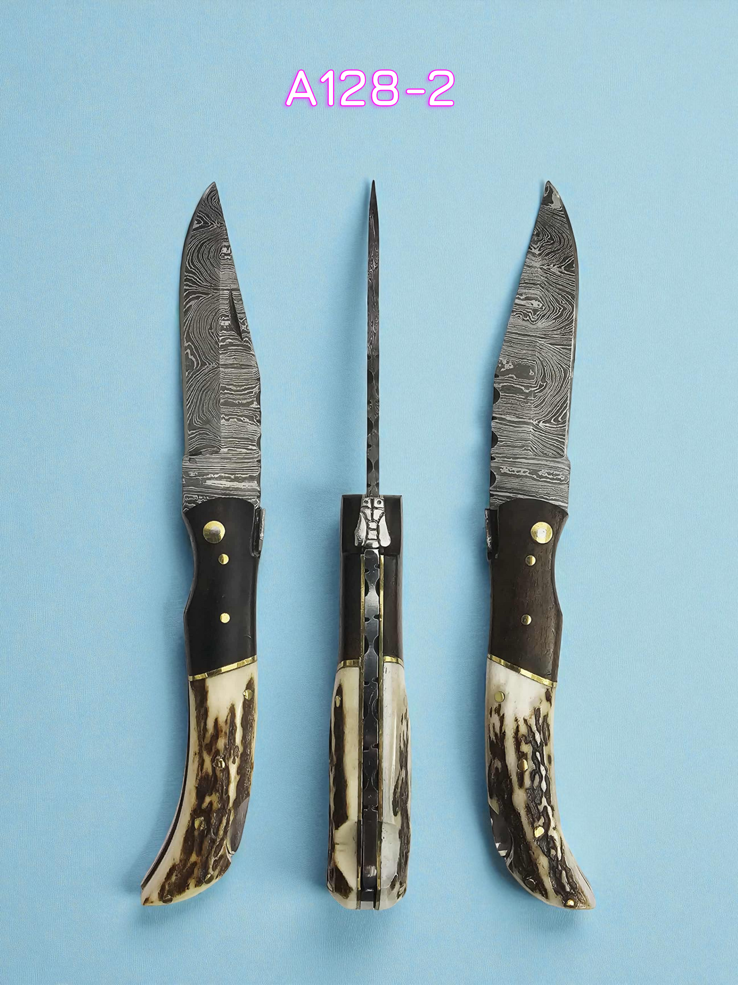 A128 Handmade Laguiole Élite - Damascus Steel - Rosewood & Red Deer Antler