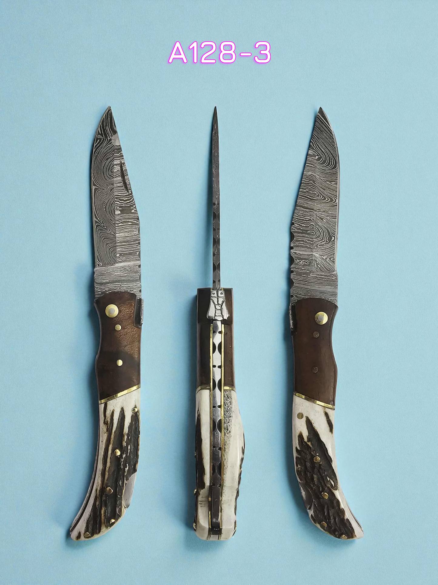 A128 Handmade Laguiole Élite - Damascus Steel - Rosewood & Red Deer Antler