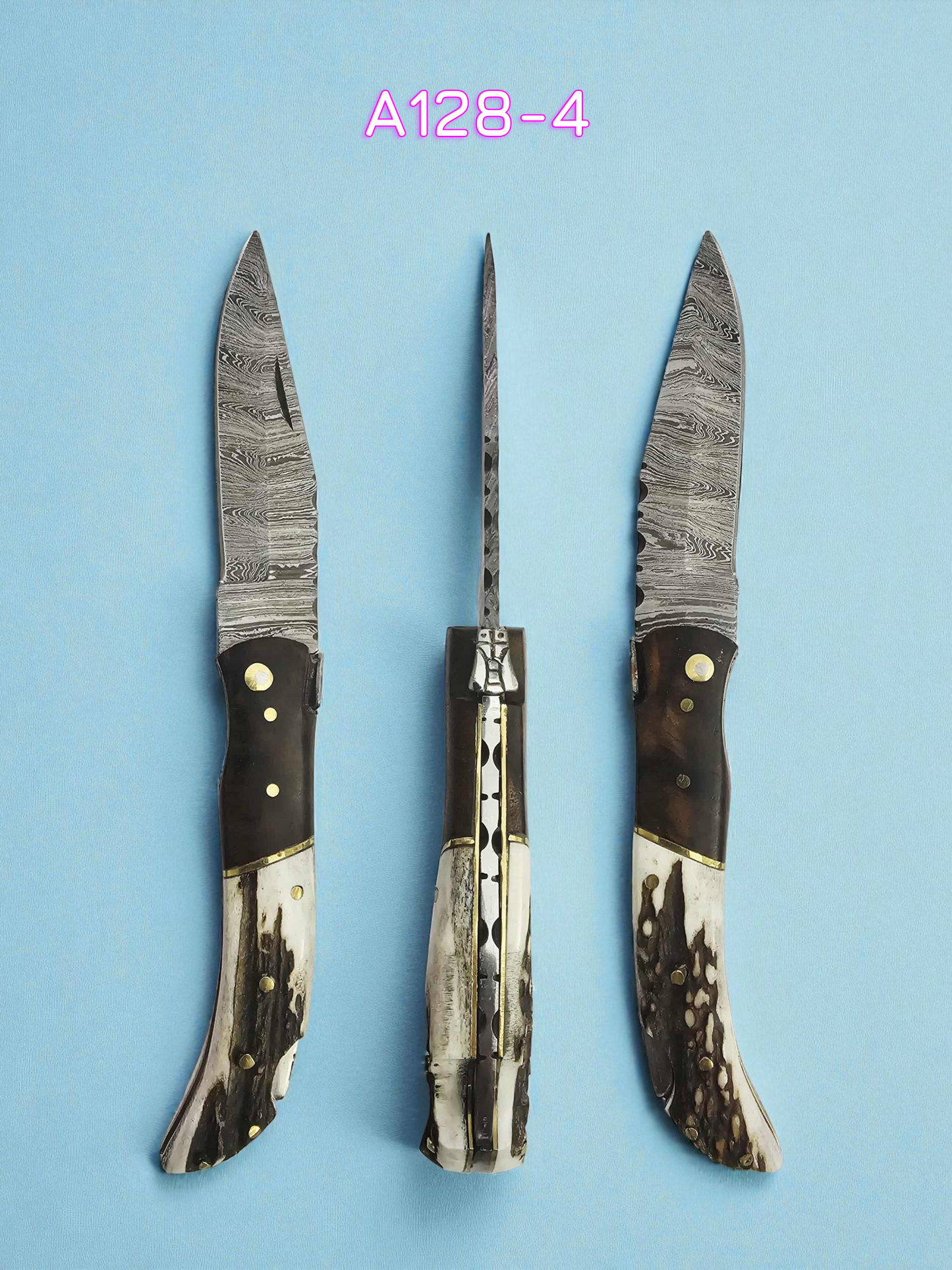 A128 Handmade Laguiole Élite - Damascus Steel - Rosewood & Red Deer Antler