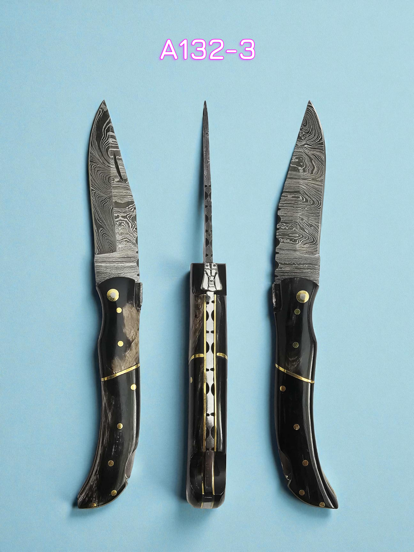 A132 Handmade Laguiole Élite - Damascus Steel & Buffalo Horn