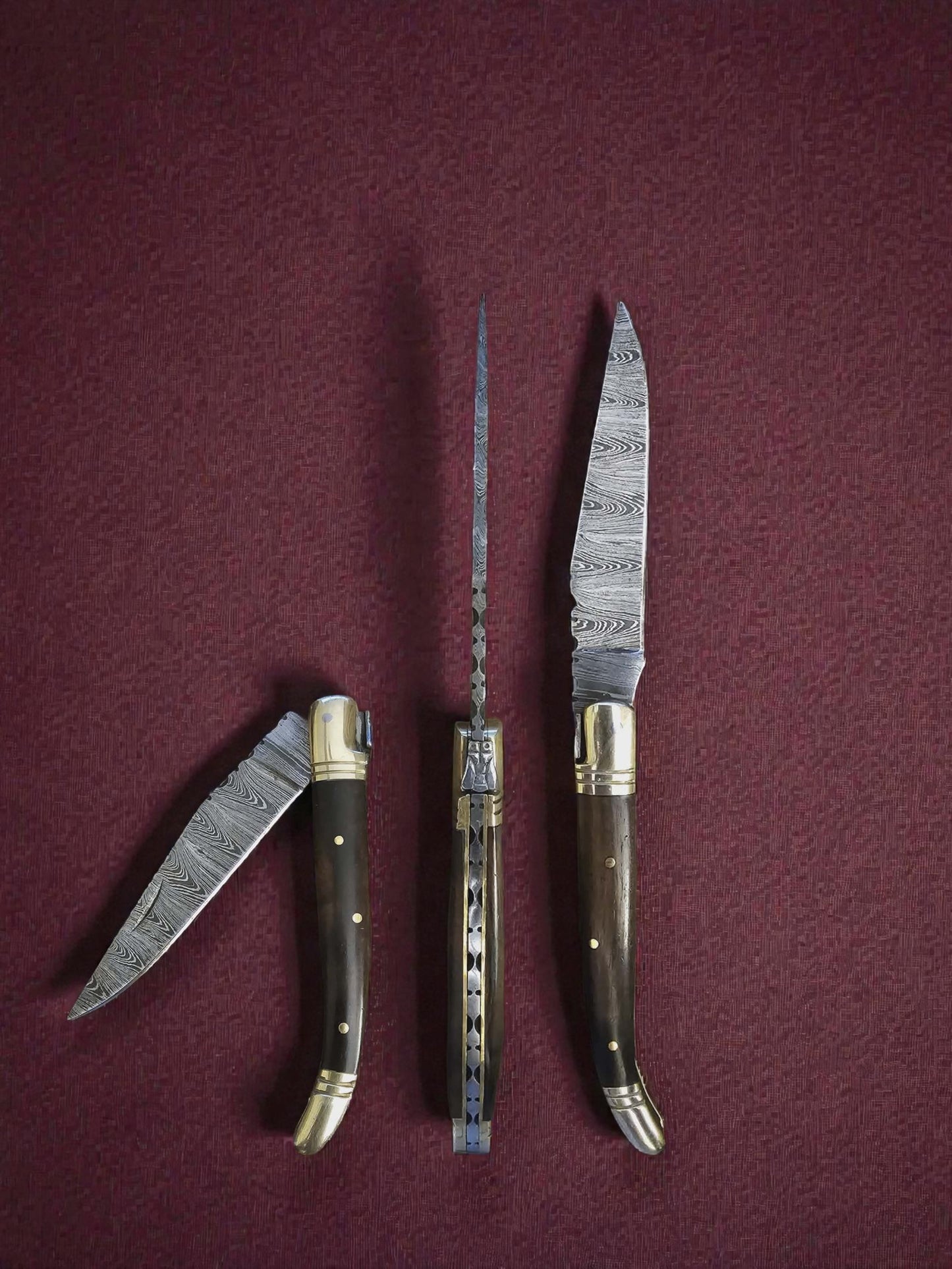 F008 - Χειροποίητο Laguiole Classique από Δαμασκηνό Ατσάλι & ξύλο τριανταφυλλιάς