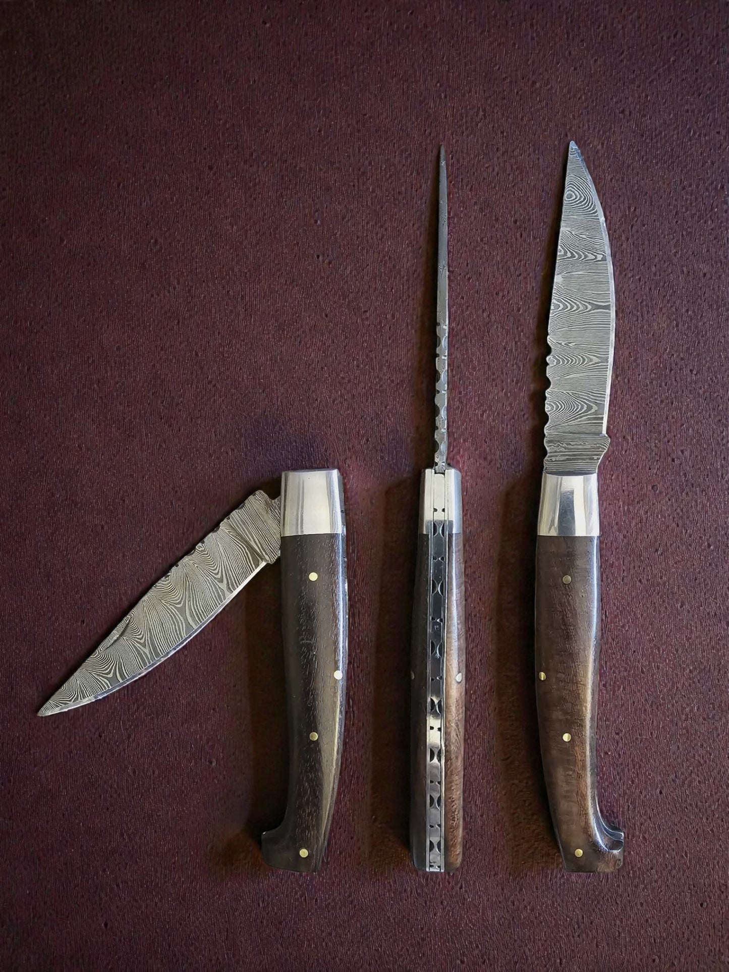 F026 - Χειροποίητο Resolza Pattadese από Δαμασκηνό Ατσάλι & Ξύλο καρυδιάς