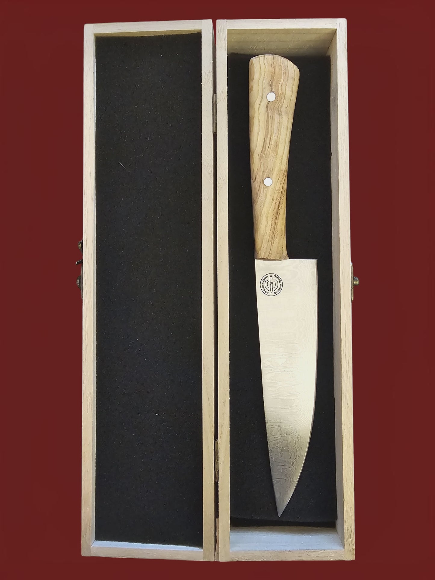 R035 Grand Chef Knife - Stainless Damascus & Wood