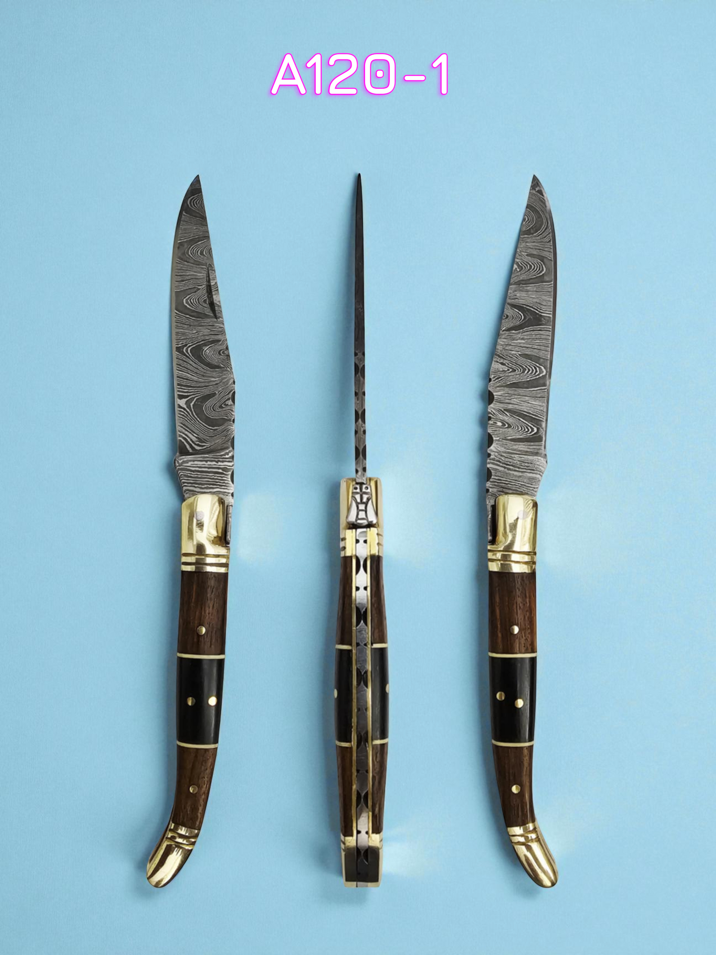 A120 Handmade Laguiole Classique - Damascus Steel - Walnut Wood & Buffalo Horn