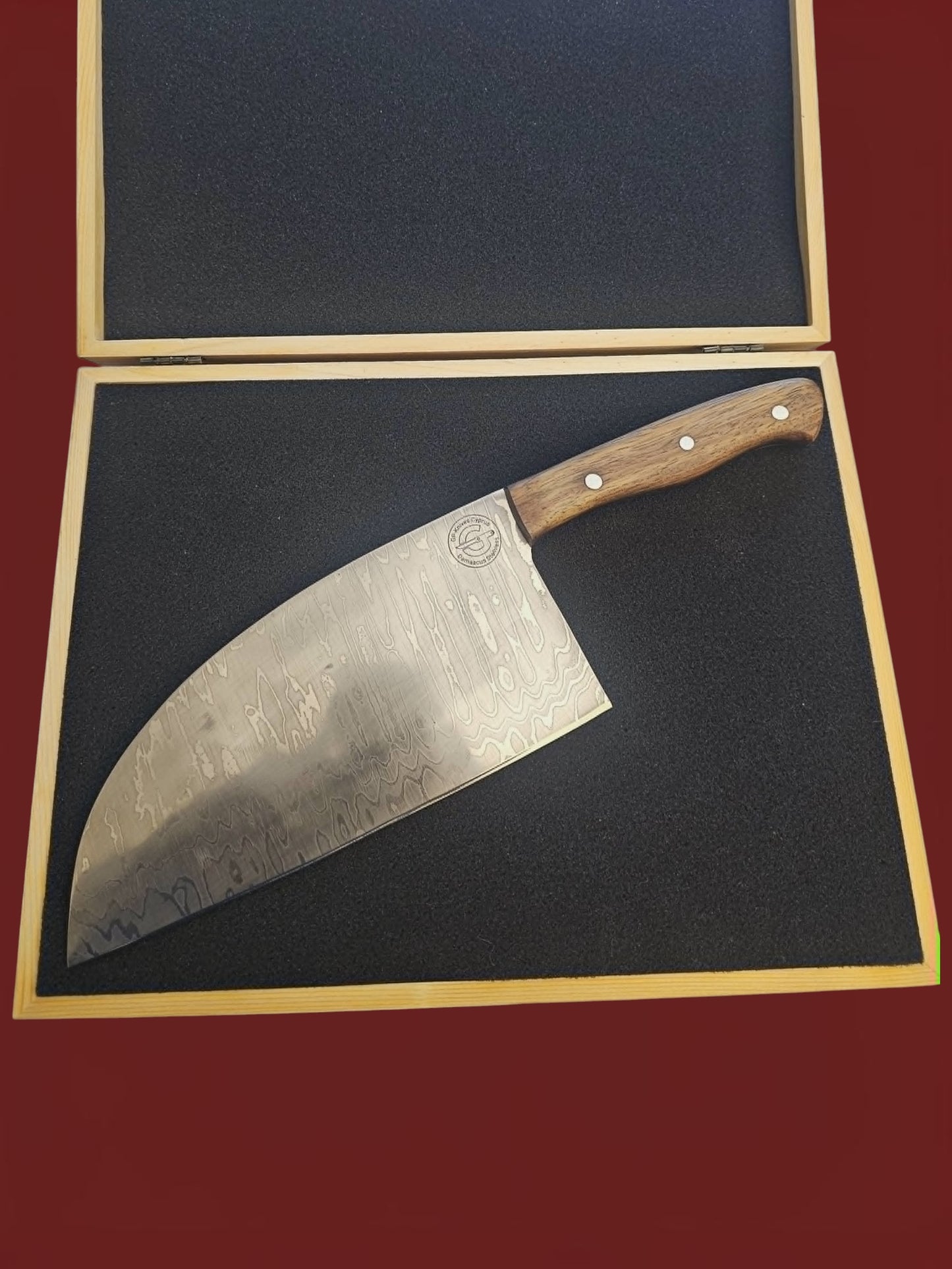 R047 Serbian Chef's Knife - Stainless Damascus & Wood