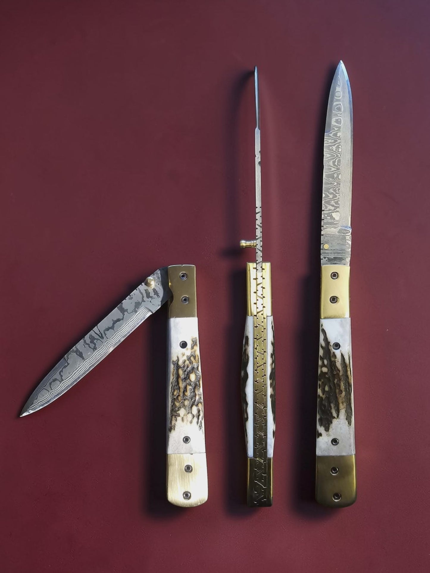 F087 Stiletto - Stainless Damascus & Horn