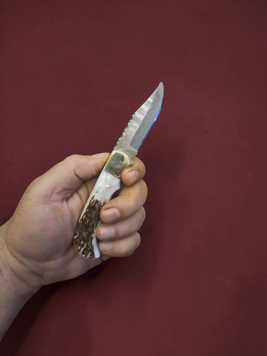F077 - Tsiakkoui - Stainless Damascus & Horn